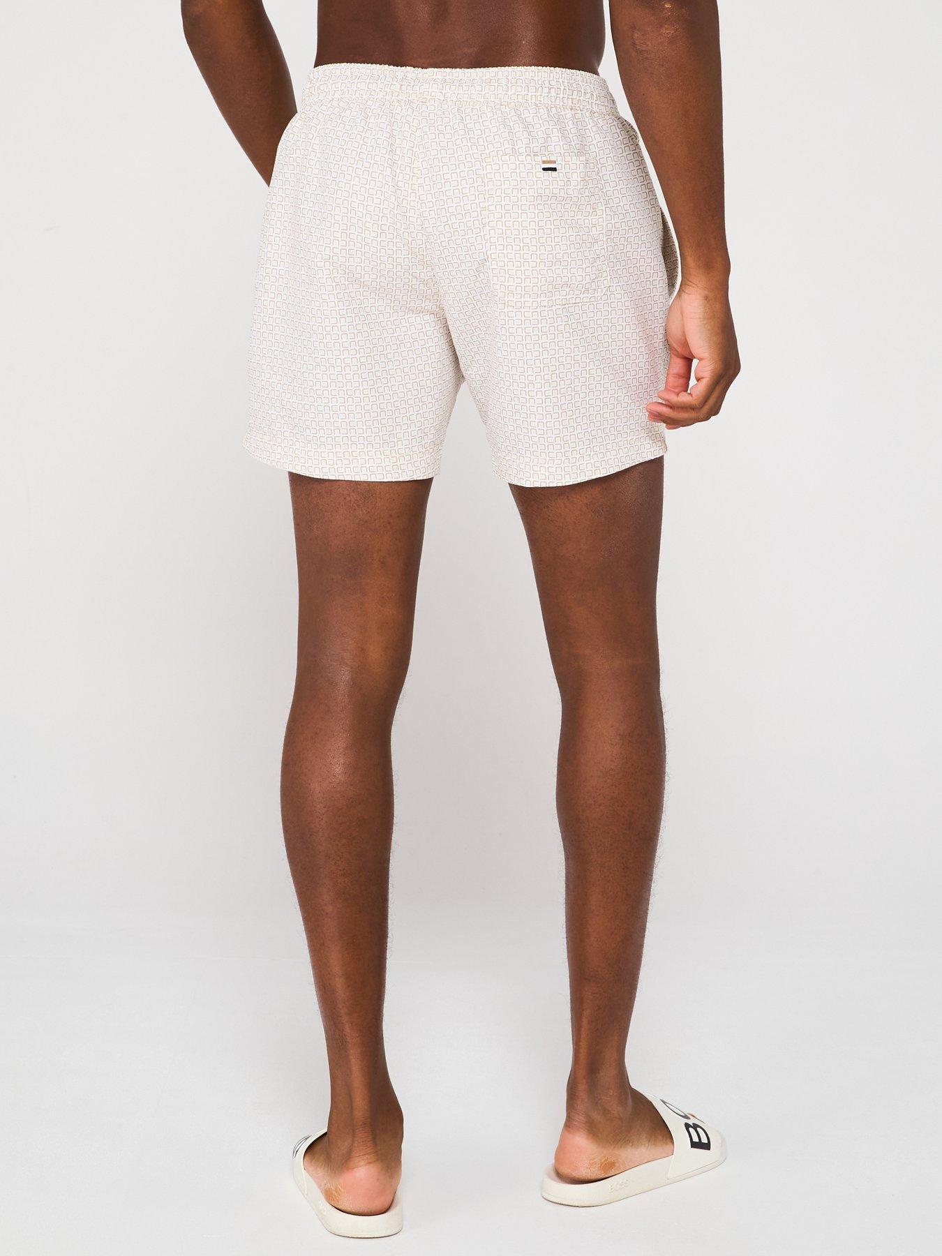 Image 2 of 6 of BOSS Vibe All-Over Print Swim Shorts - White