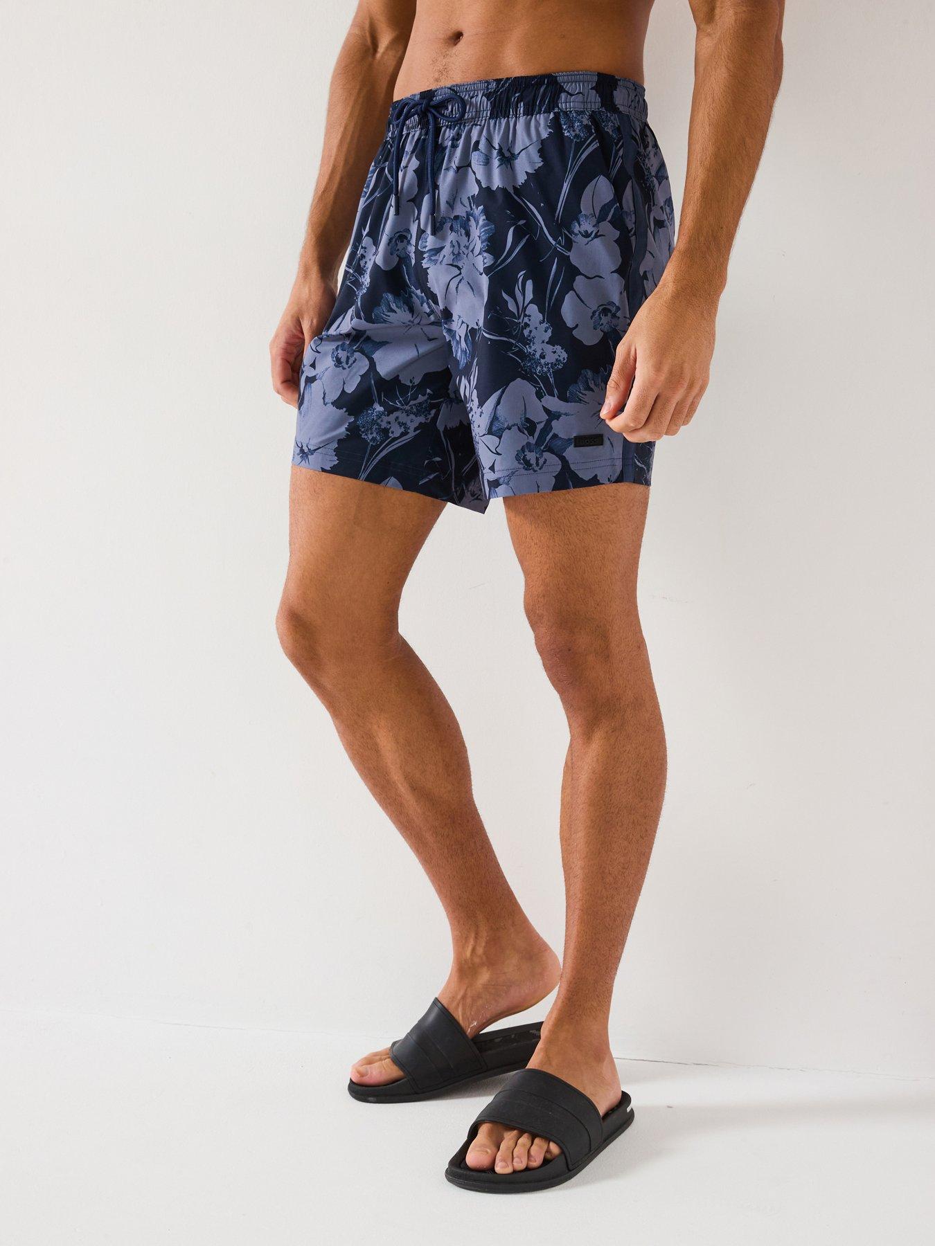undefined Alain Printed Swim Shorts - Navy
