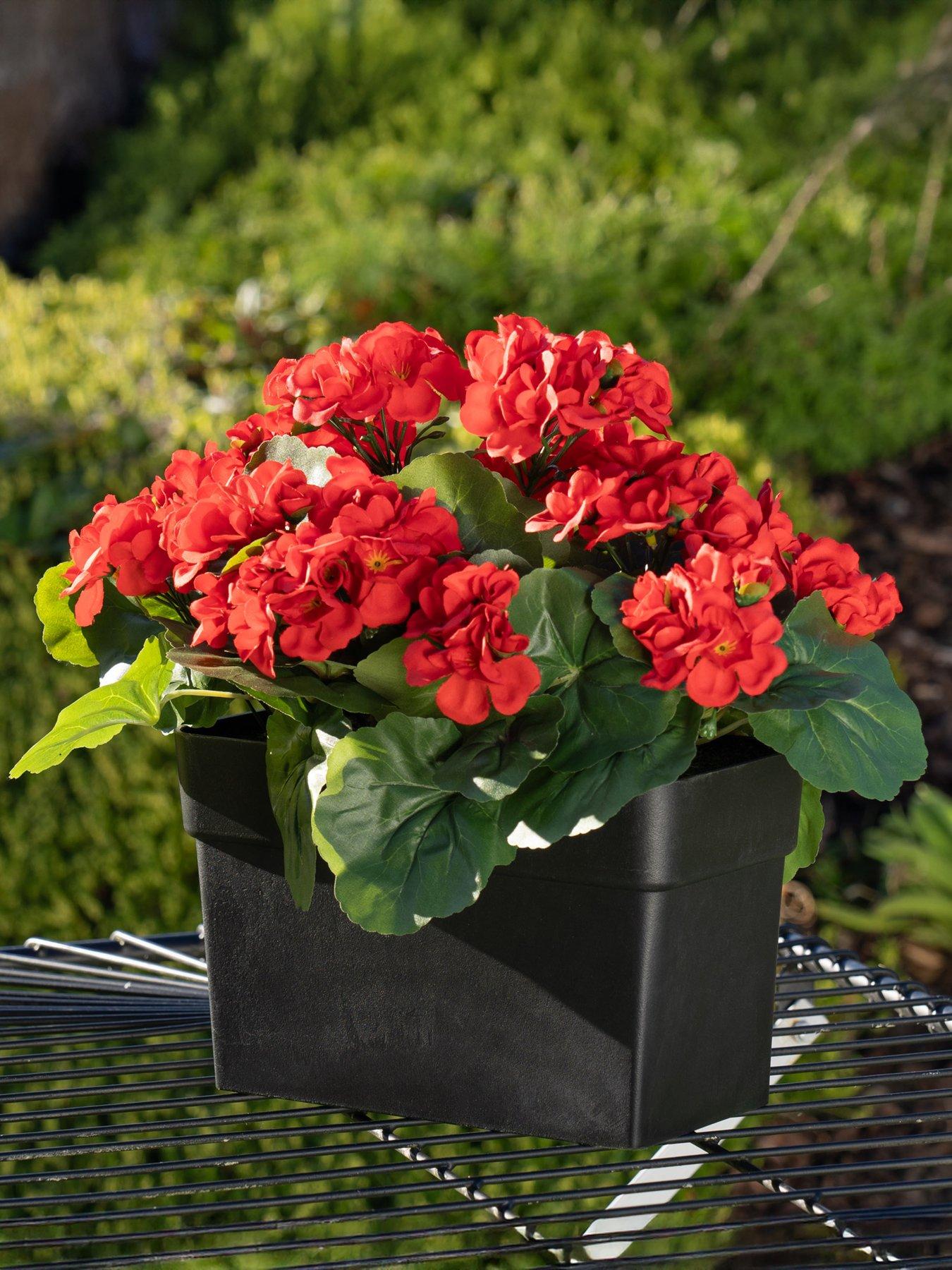 Product photograph of Scottish Everlastings Outdoor Artificial Red Geranium Trough from very.co.uk