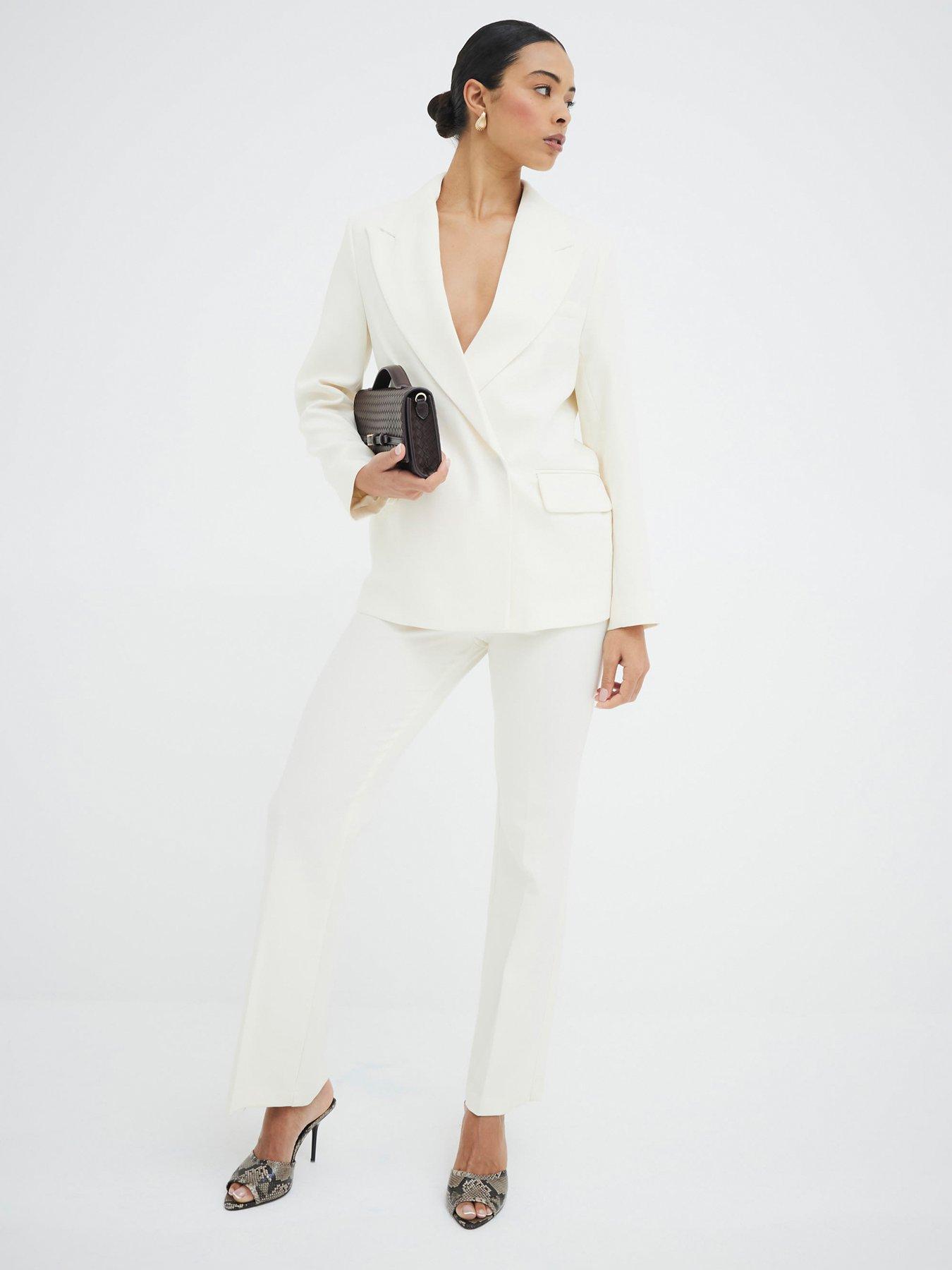 Image 1 of 5 of River Island Slim Flare Trouser - Cream