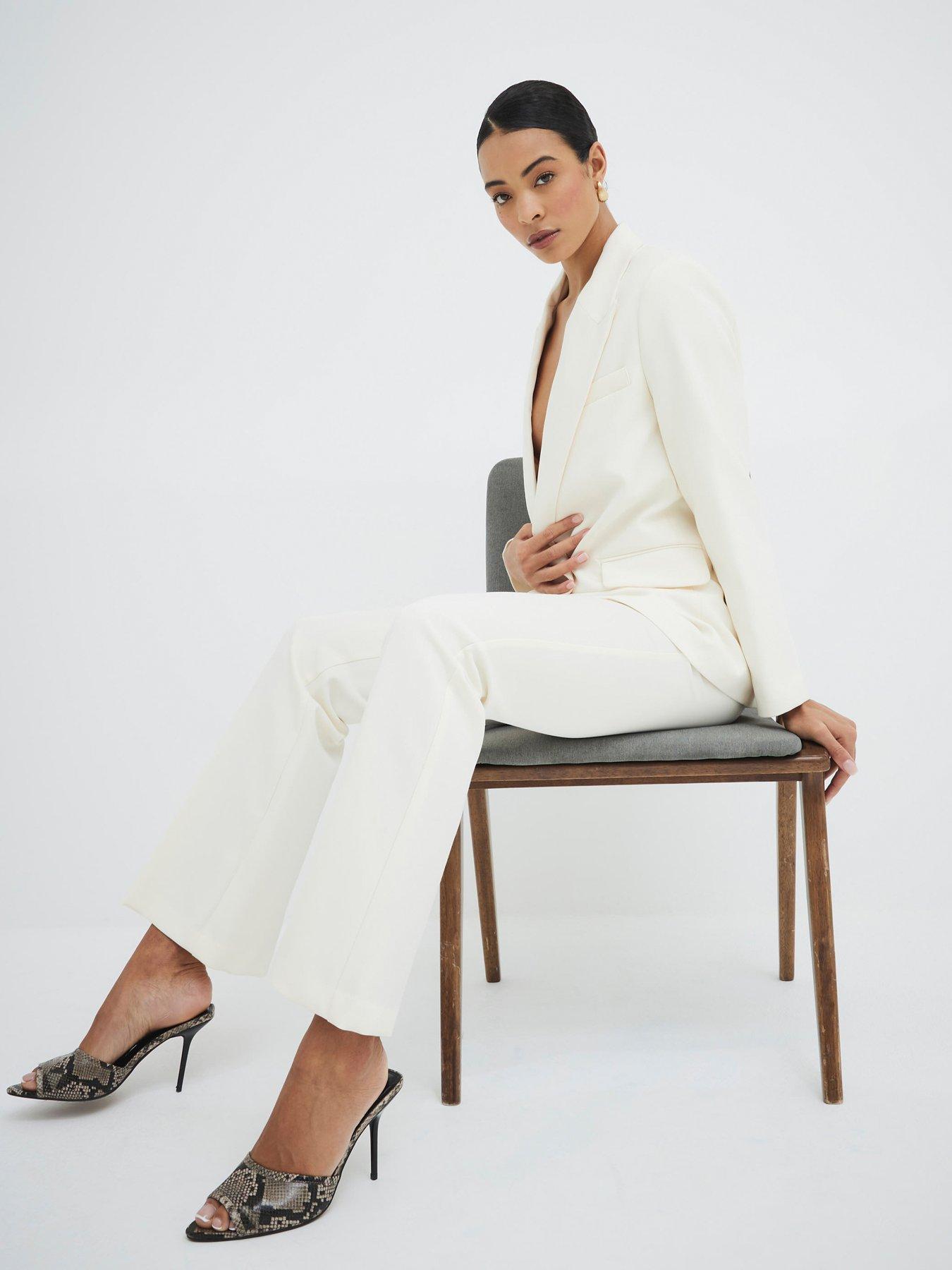 Image 4 of 5 of River Island Slim Flare Trouser - Cream