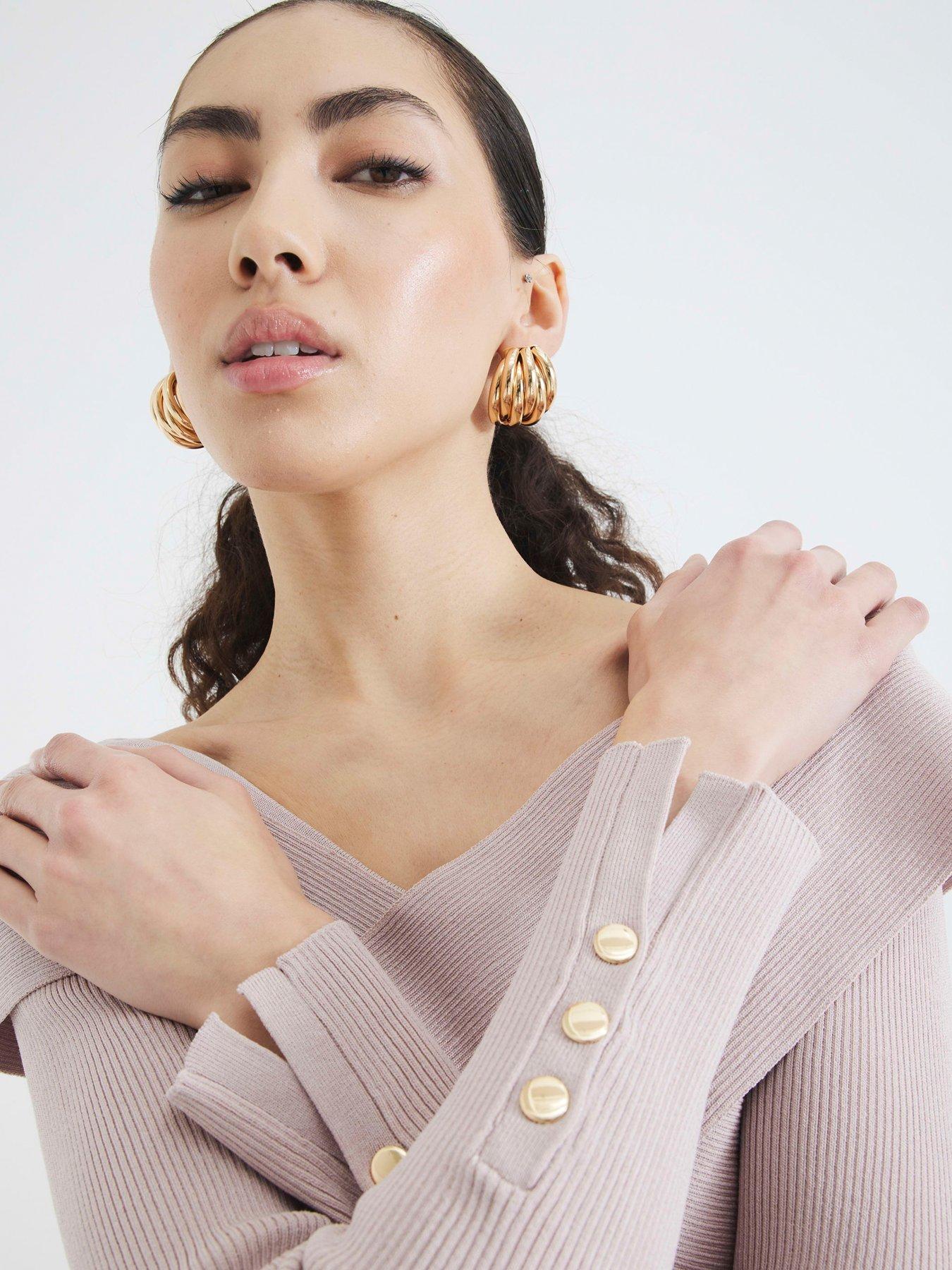 Image 3 of 4 of River Island Wrap Bodyfit Top - Light Beige