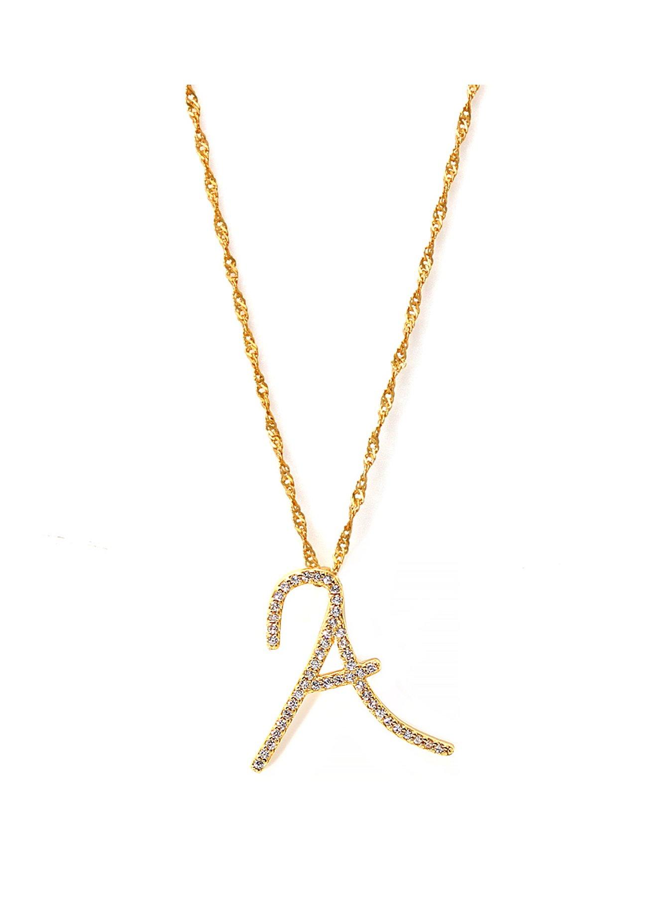 Product photograph of Say It With Luxe Cz Initial Necklace - Yellow Gold from very.co.uk