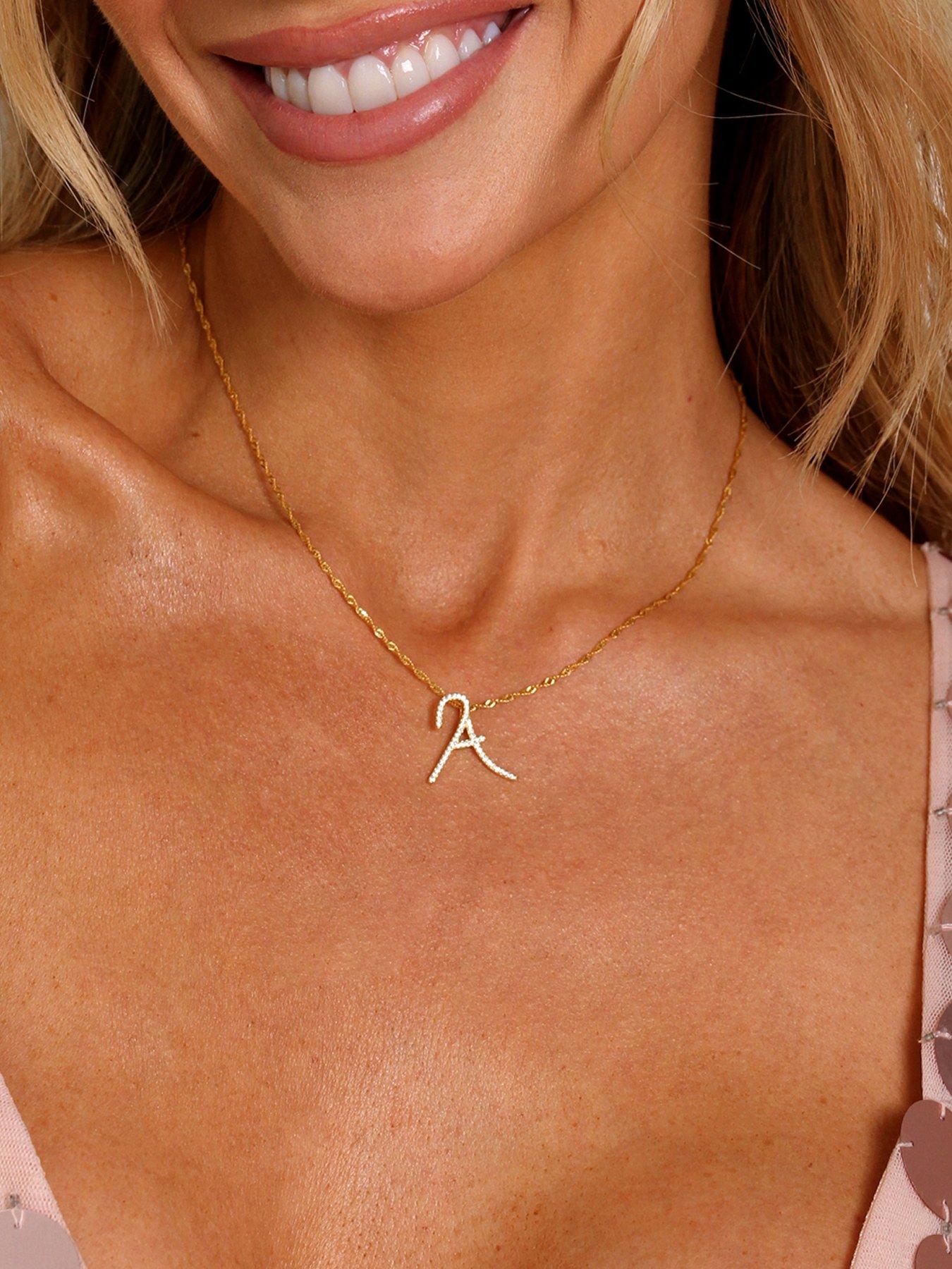 Image 1 of 3 of Say It With Luxe Cubic Zirconia Initial Necklace - Yellow Gold A-Z