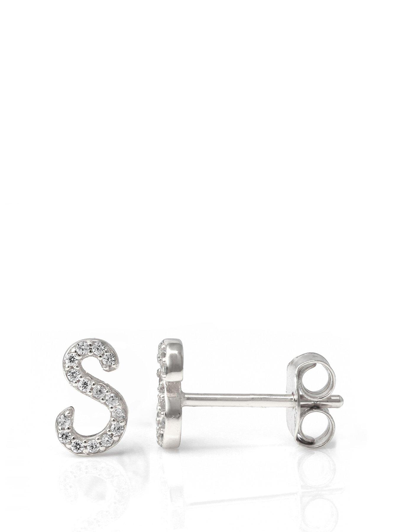 Say It With Luxe CZ Initial Earrings - Silver