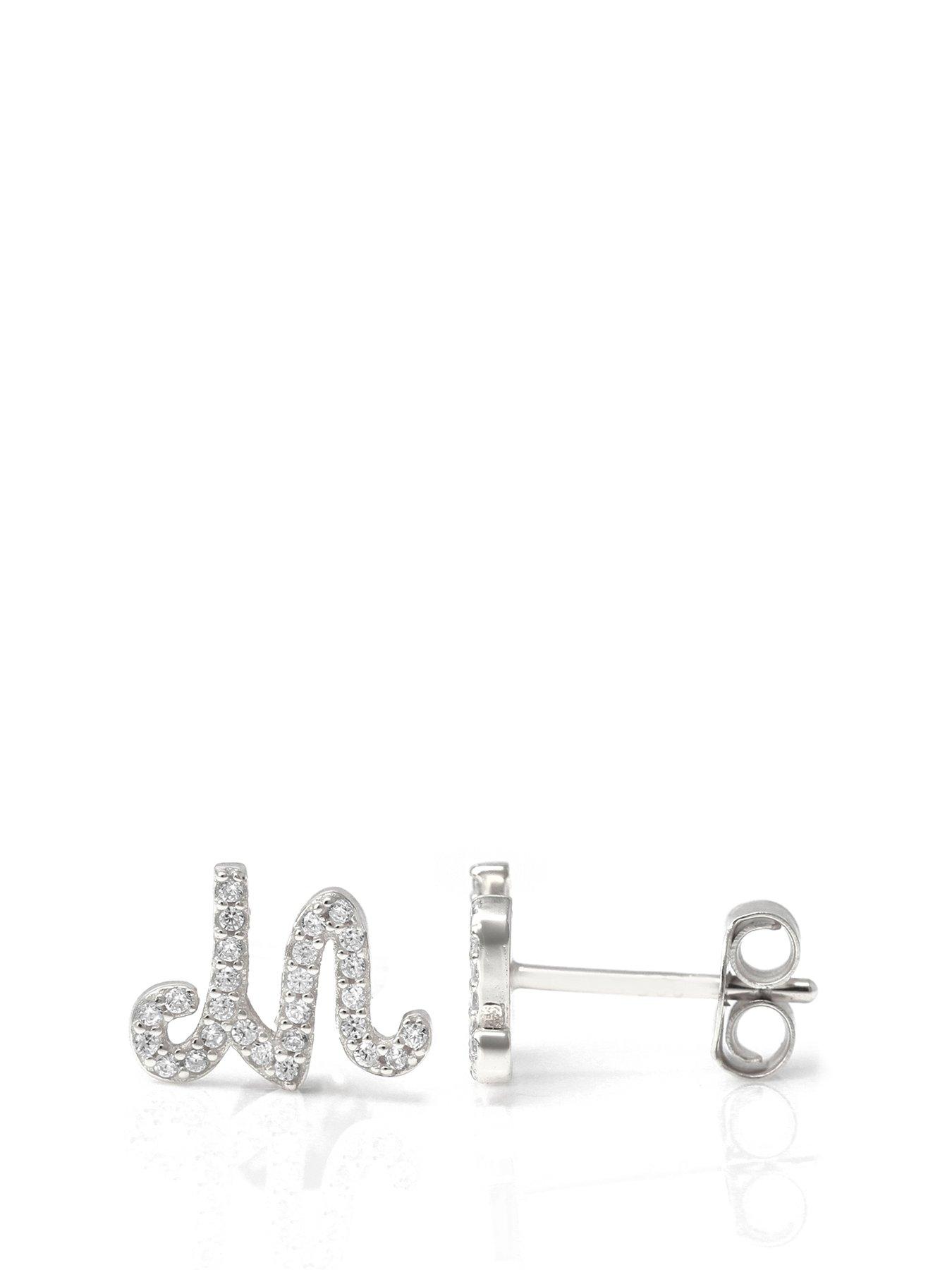 Say It With Luxe CZ Initial Earrings - Silver