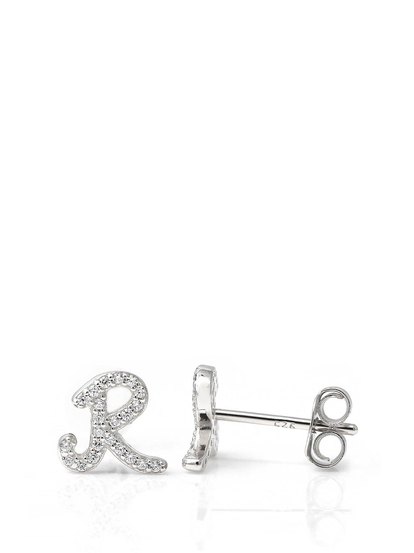 Say It With Luxe CZ Initial Earrings - Silver
