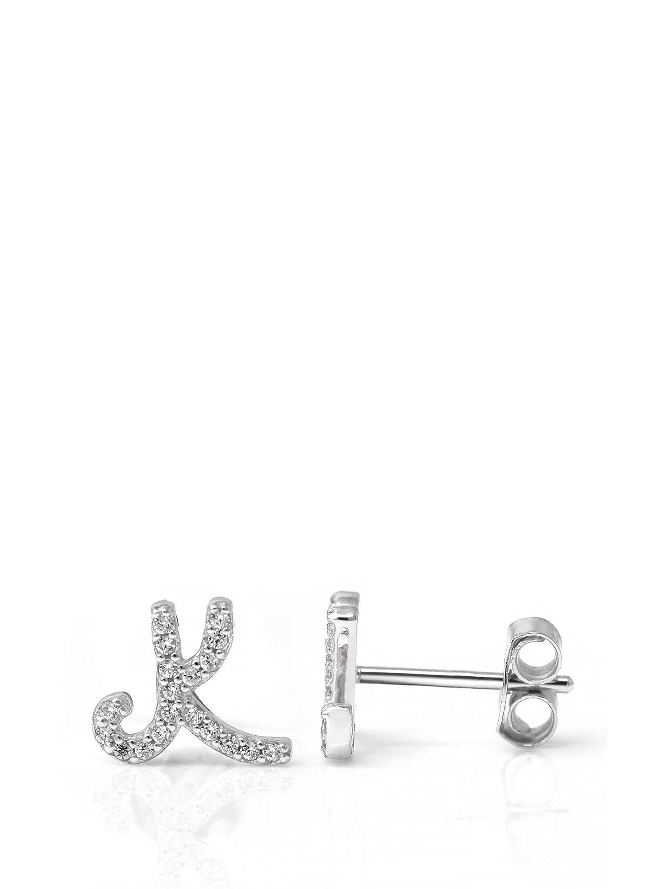 Say It With Luxe CZ Initial Earrings - Silver