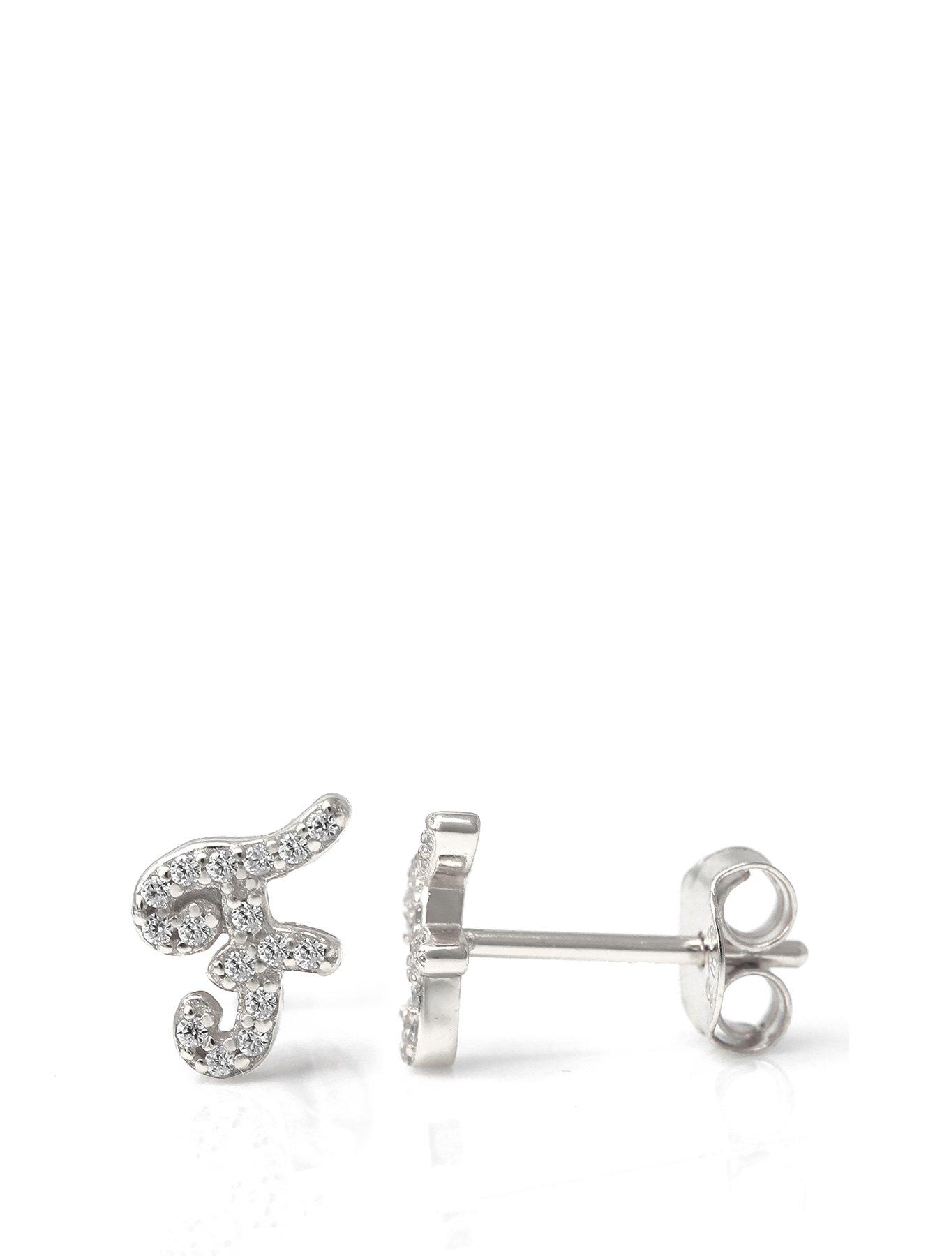 Say It With Luxe CZ Initial Earrings - Silver