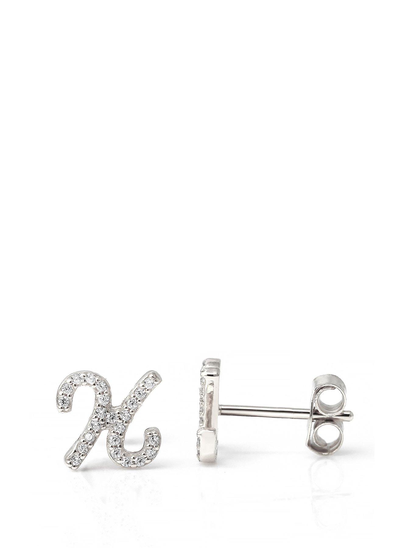 Say It With Luxe CZ Initial Earrings - Silver