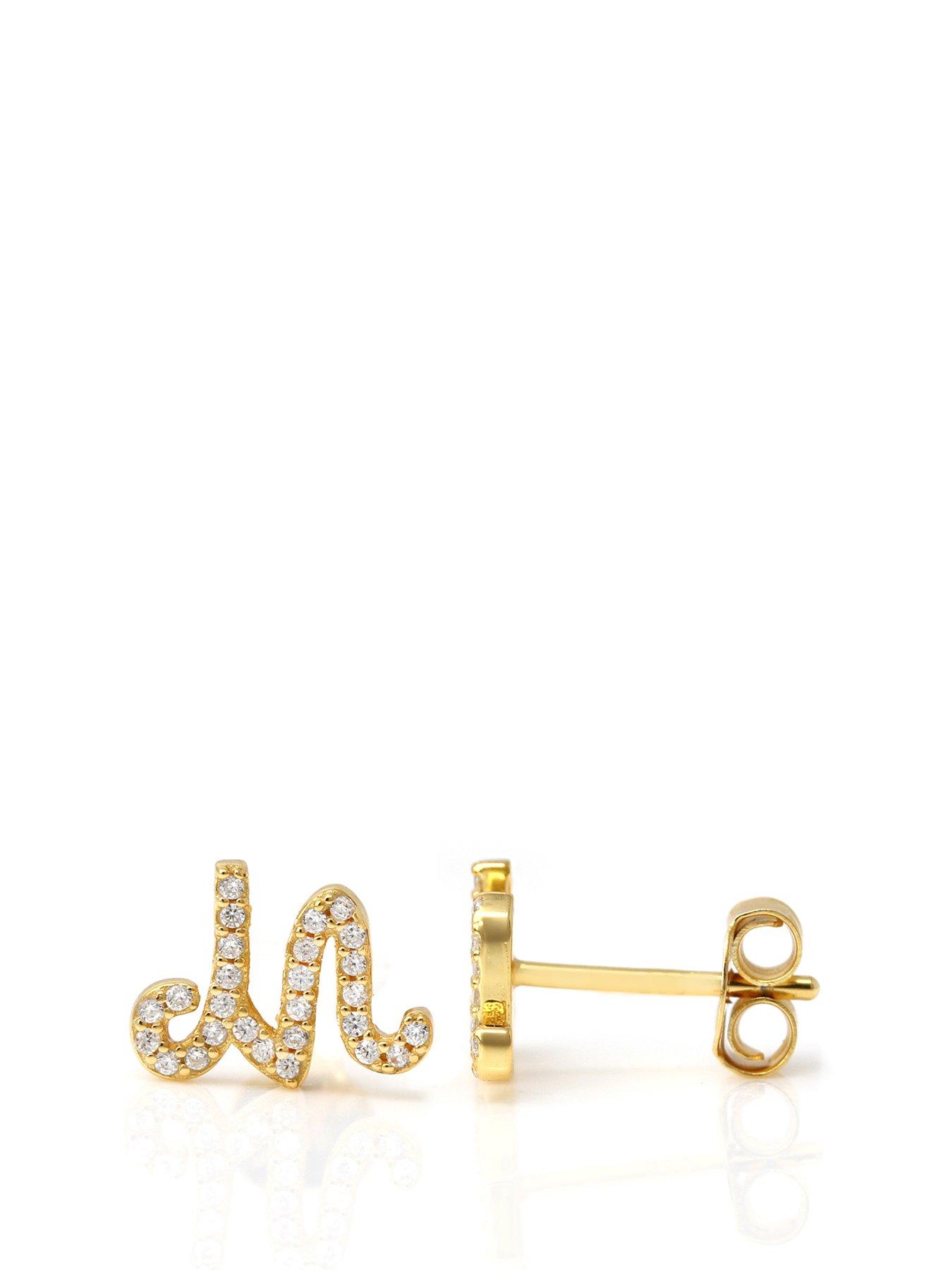Say It With Luxe CZ Initial Earrings - Yellow Gold