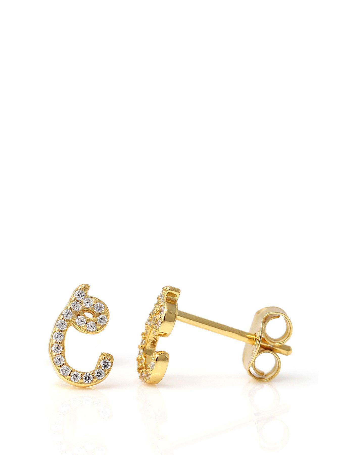 Say It With Luxe CZ Initial Earrings - Yellow Gold