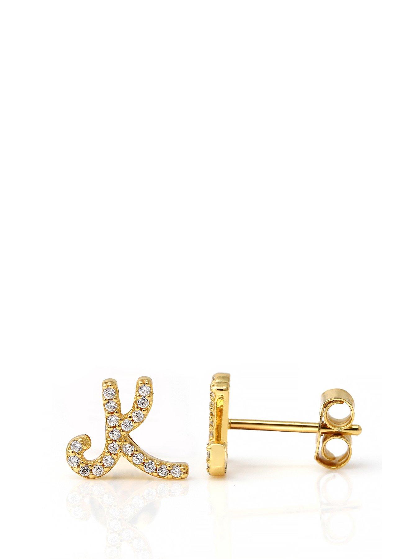 Say It With Luxe CZ Initial Earrings - Yellow Gold