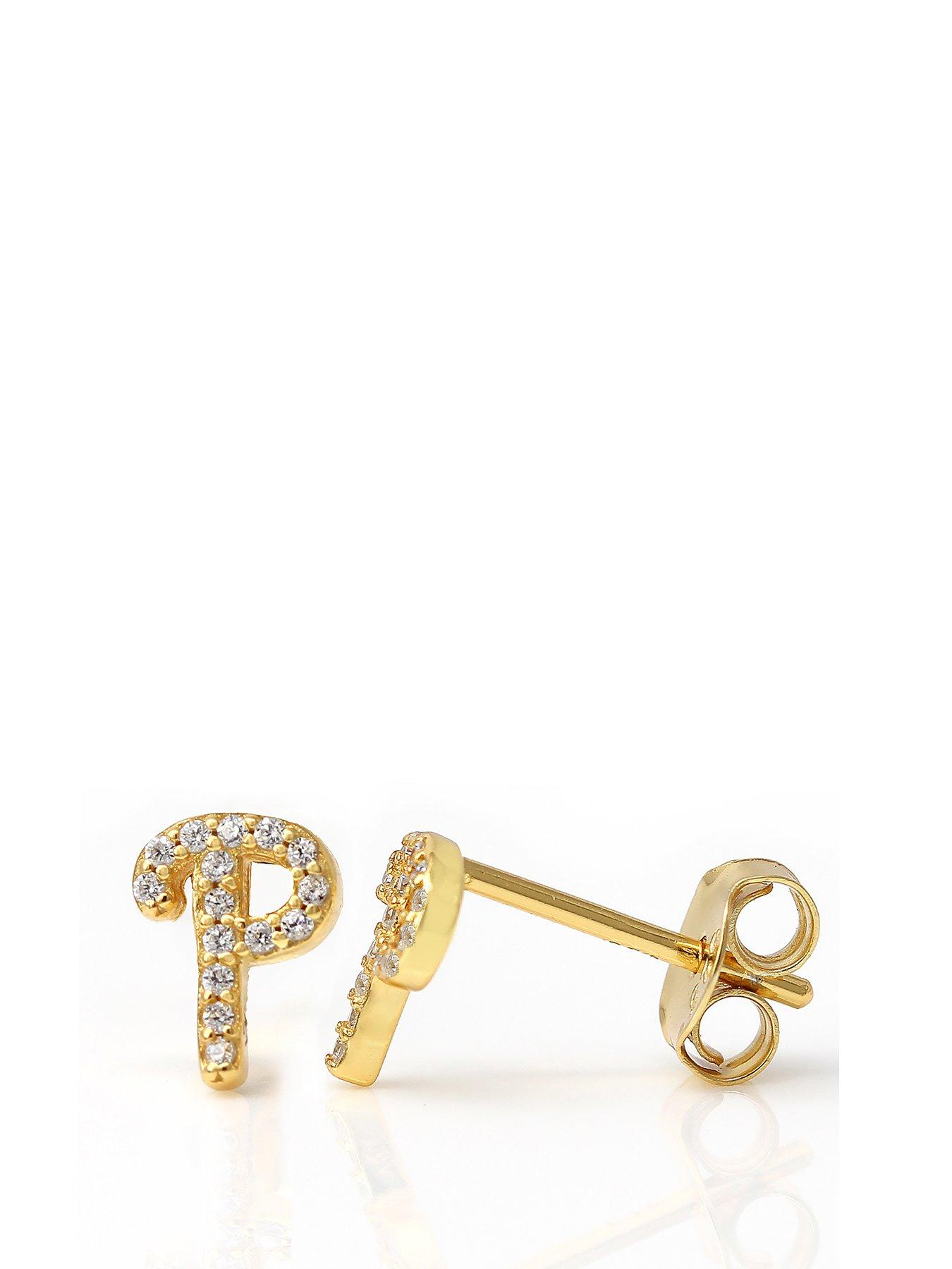 Say It With Luxe CZ Initial Earrings - Yellow Gold