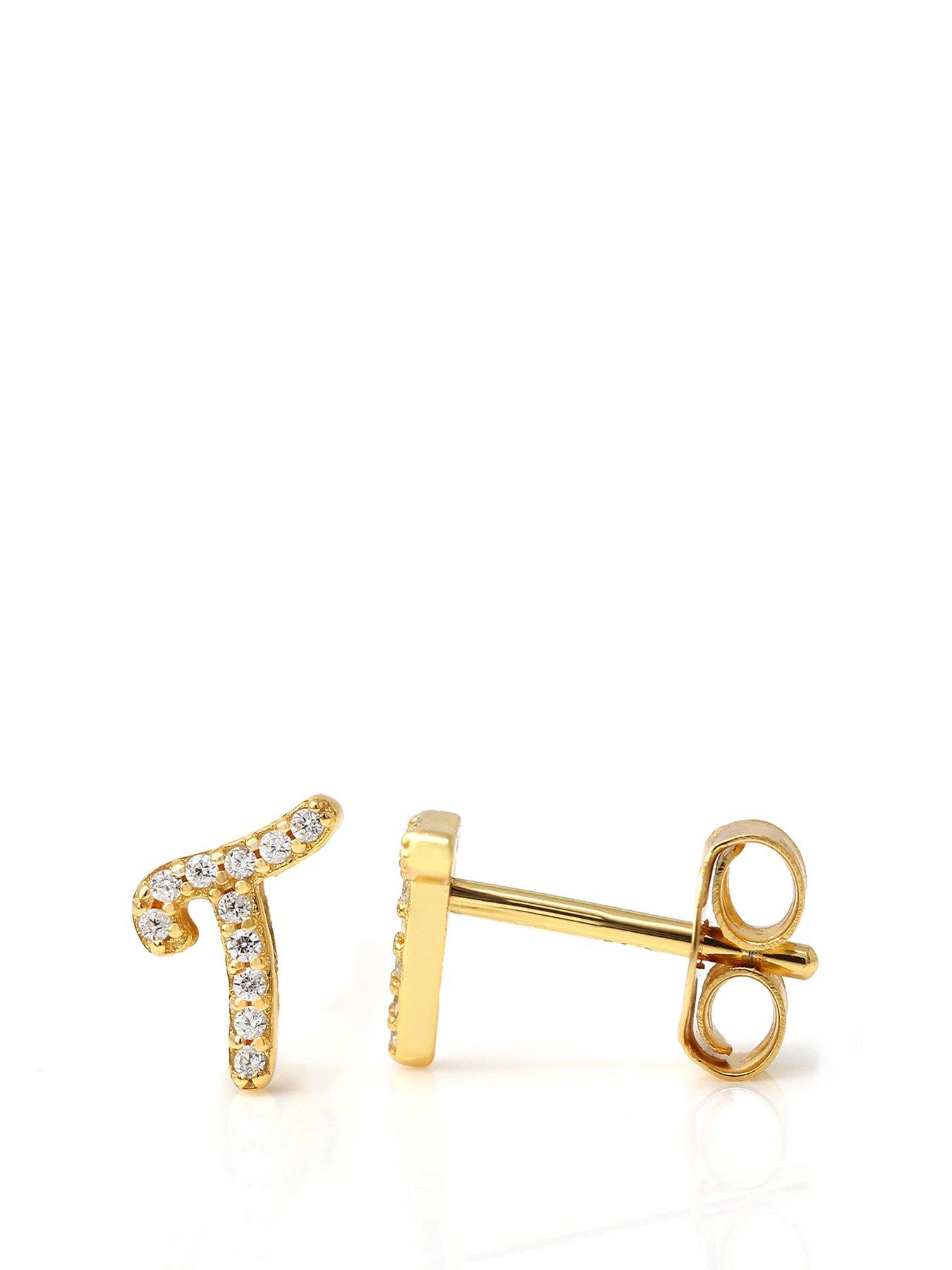 Say It With Luxe CZ Initial Earrings - Yellow Gold
