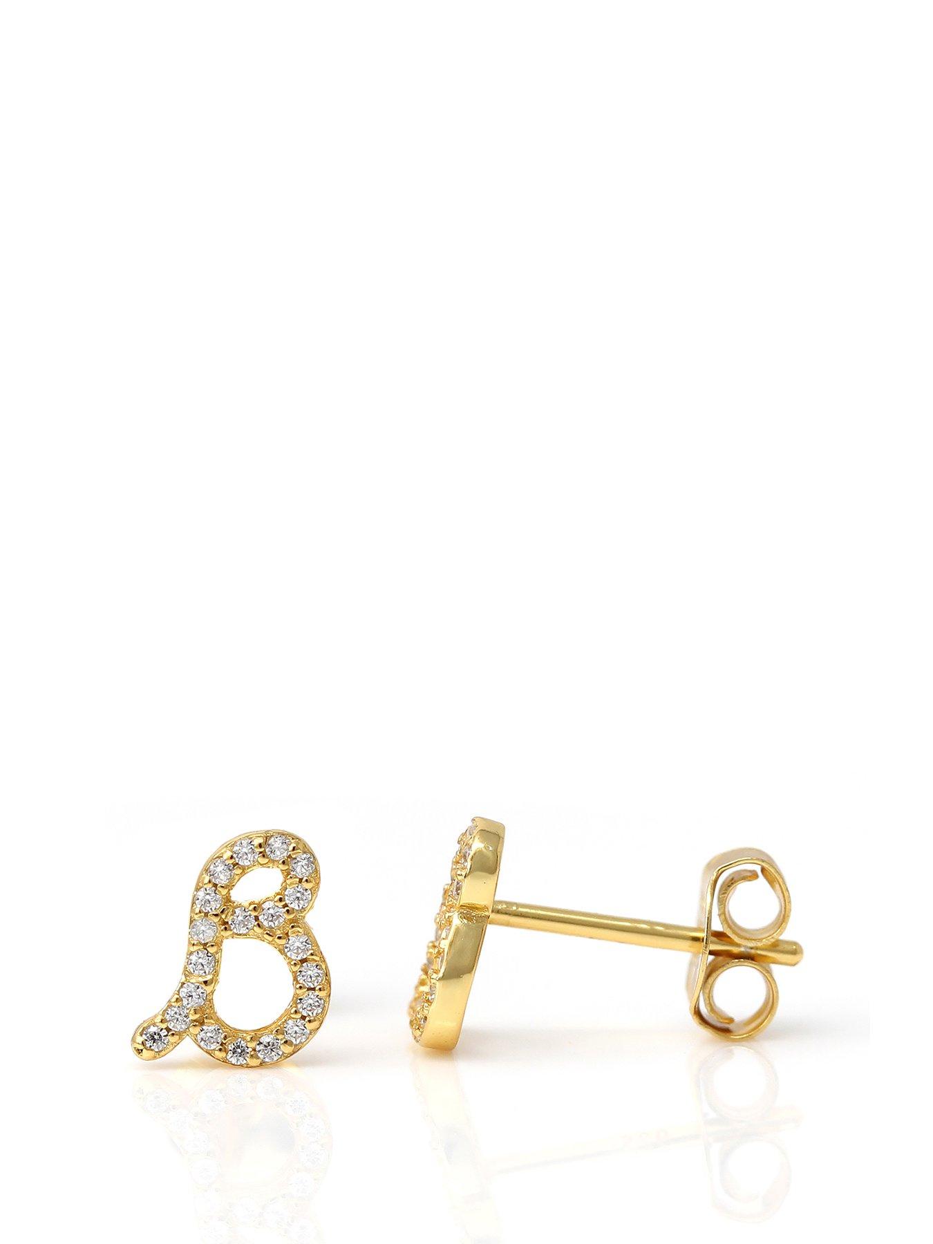 Say It With Luxe CZ Initial Earrings - Yellow Gold