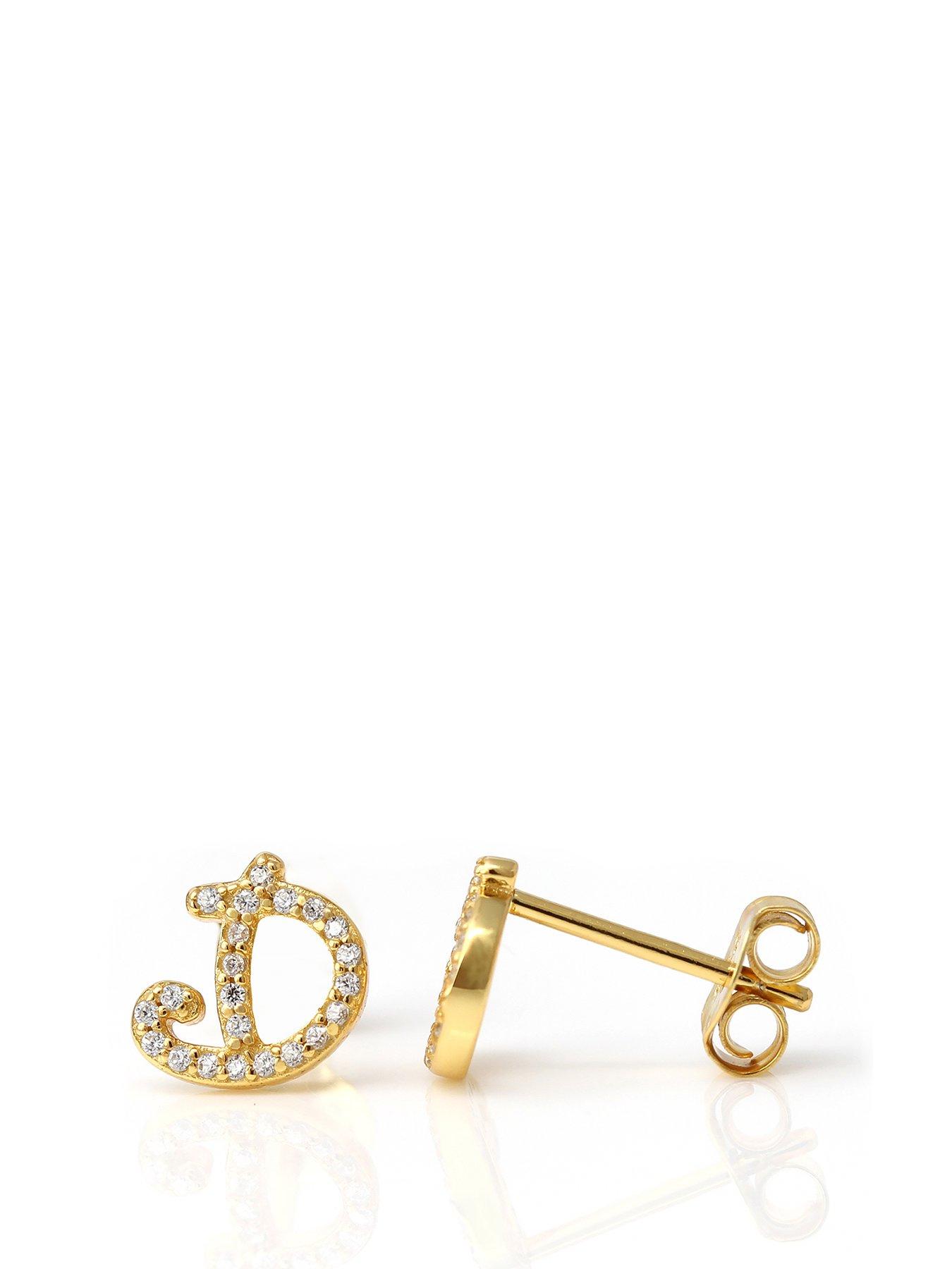 Say It With Luxe CZ Initial Earrings - Yellow Gold