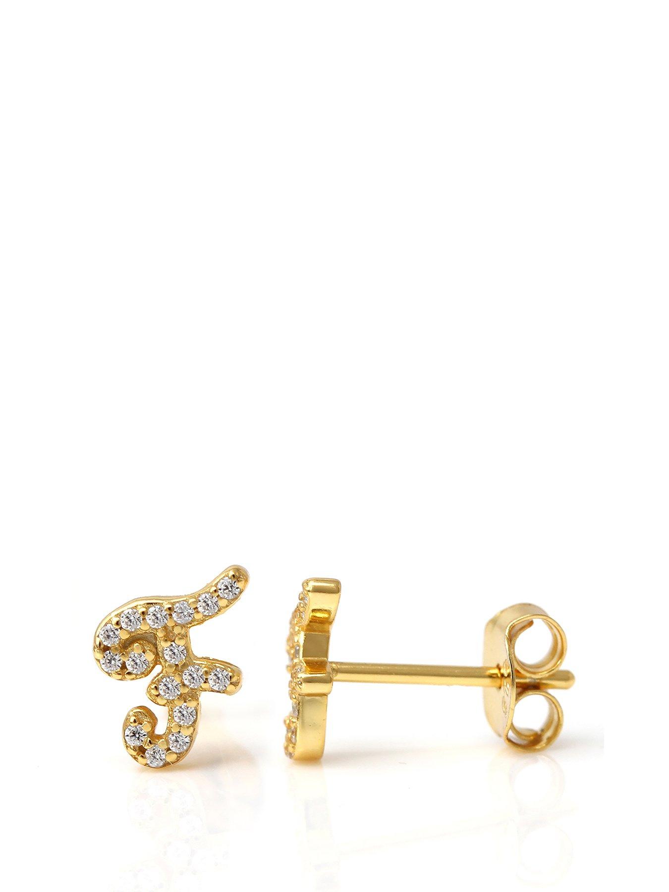 Say It With Luxe CZ Initial Earrings - Yellow Gold