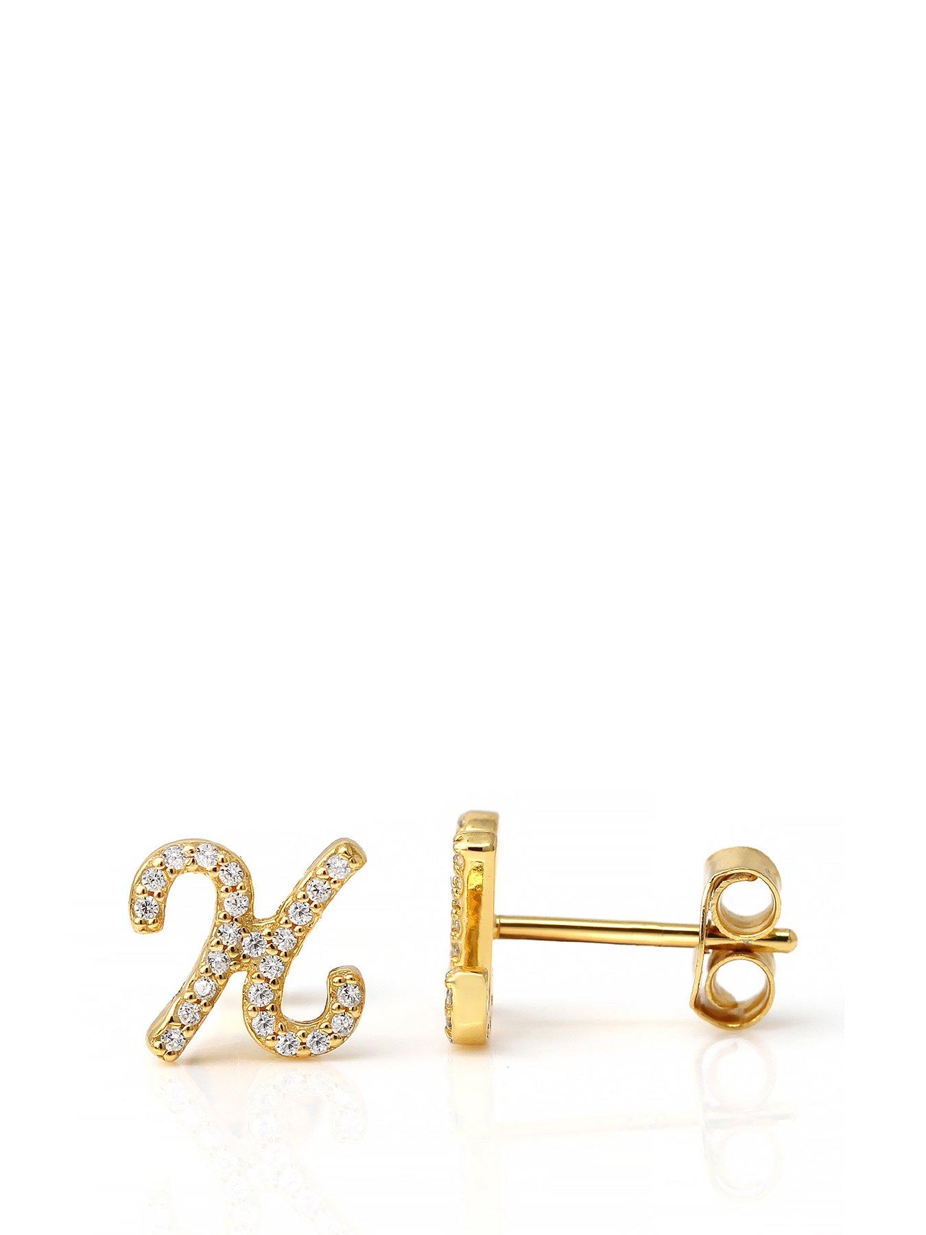 Say It With Luxe CZ Initial Earrings - Yellow Gold