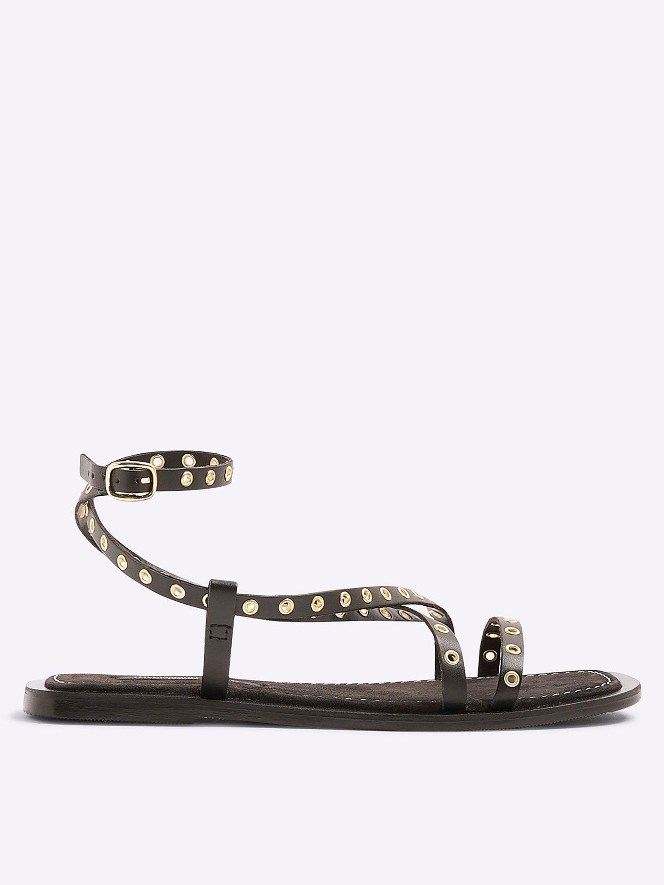 undefined Eyelet Strappy Sandal - Black
