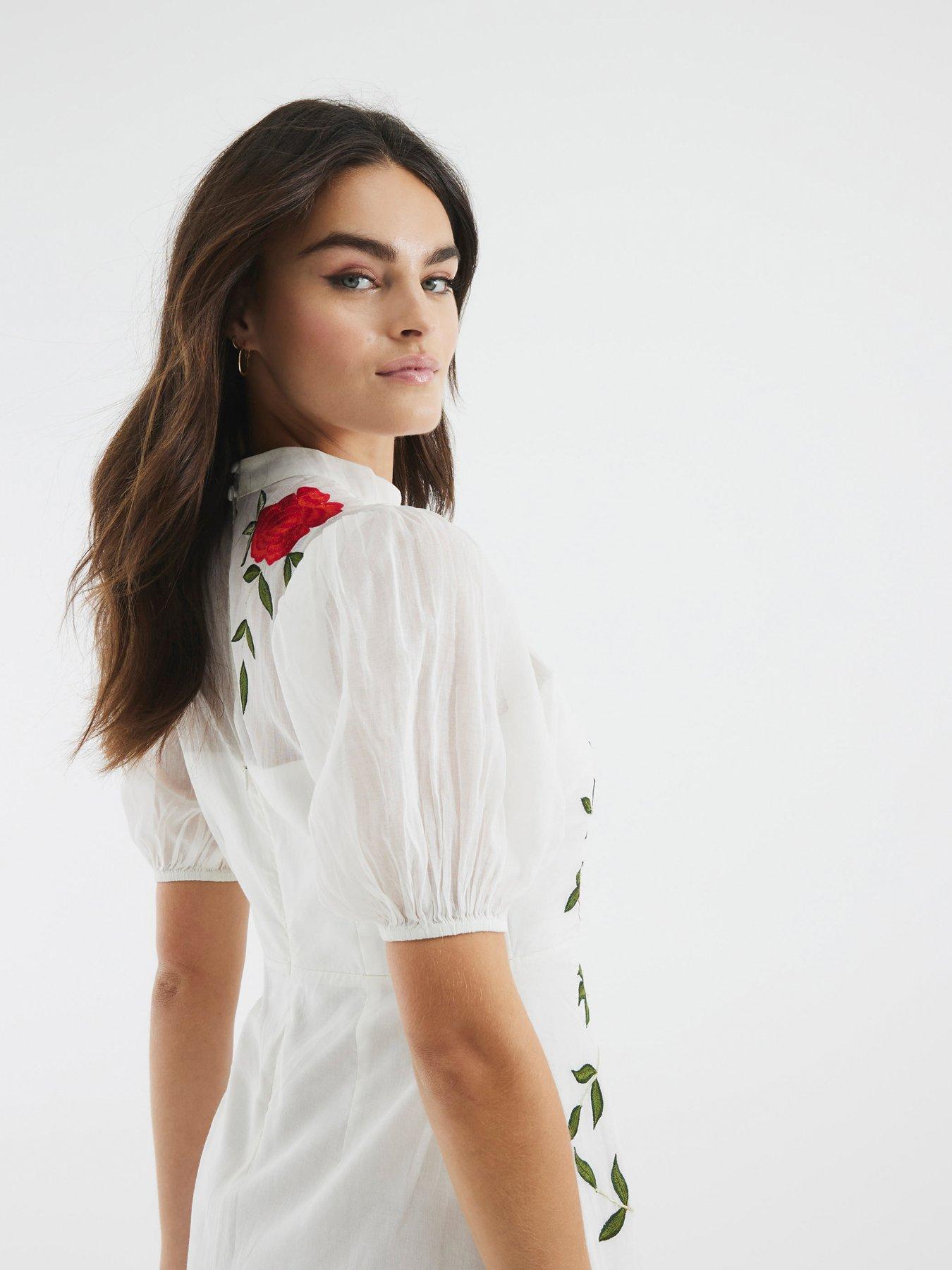River Island Floral Applique Mini Dress - White | Very