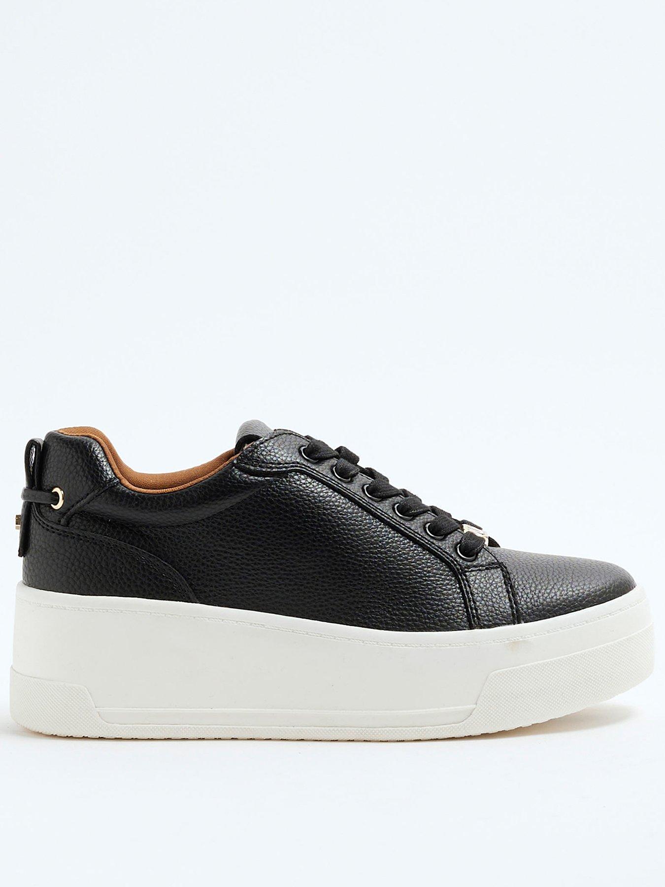 River Island Heatseal Lace Up Trainer Black Very