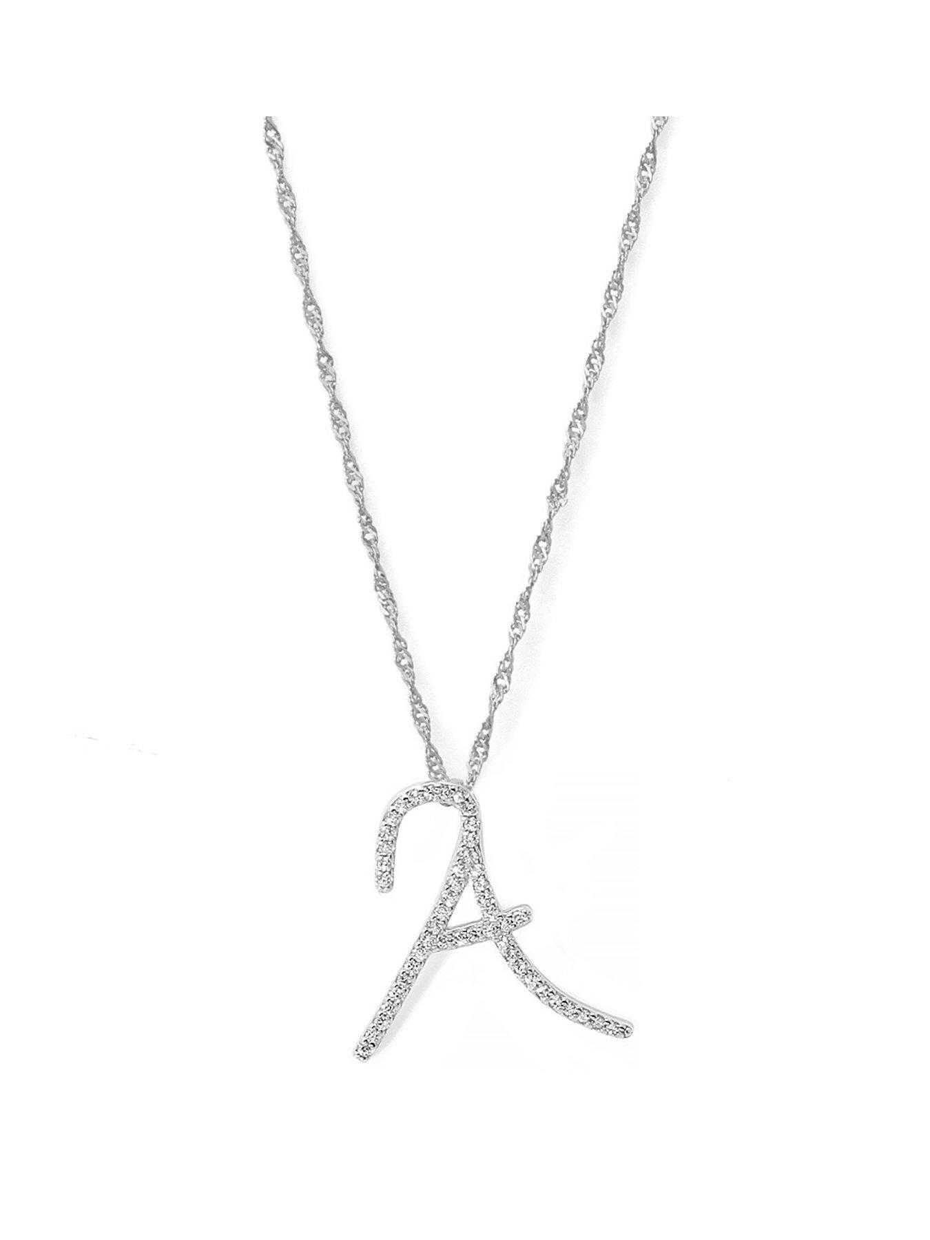 Product photograph of Say It With Luxe Cz Initial Necklace - Silver from very.co.uk