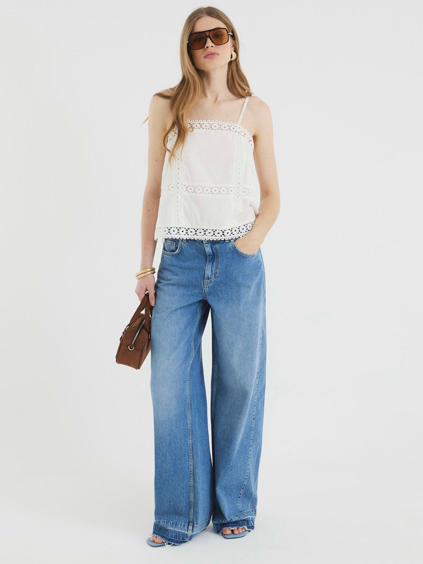 undefined Lace Insert Cami Top - White