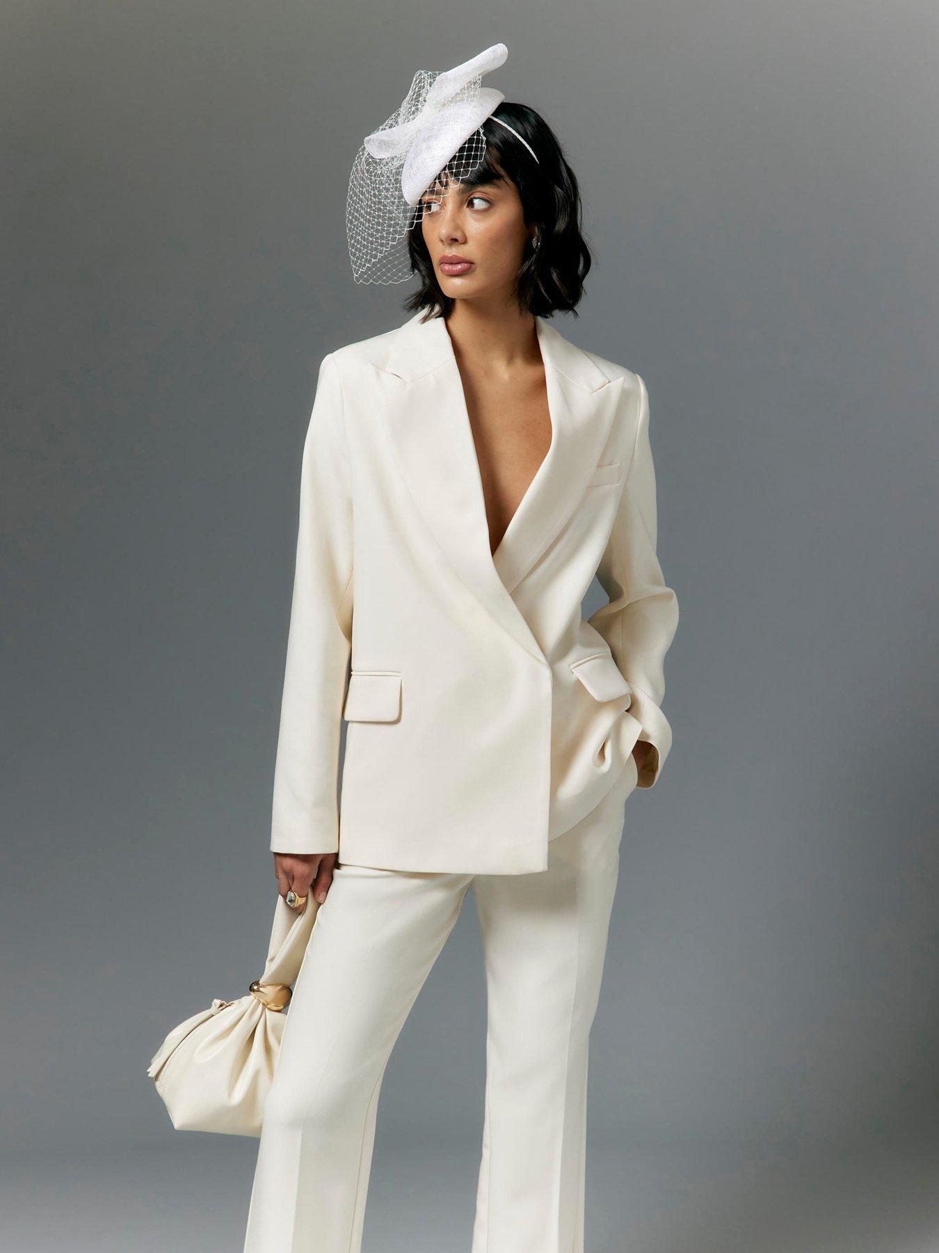 River Island Oversized Double Breasted Blazer Cream Very