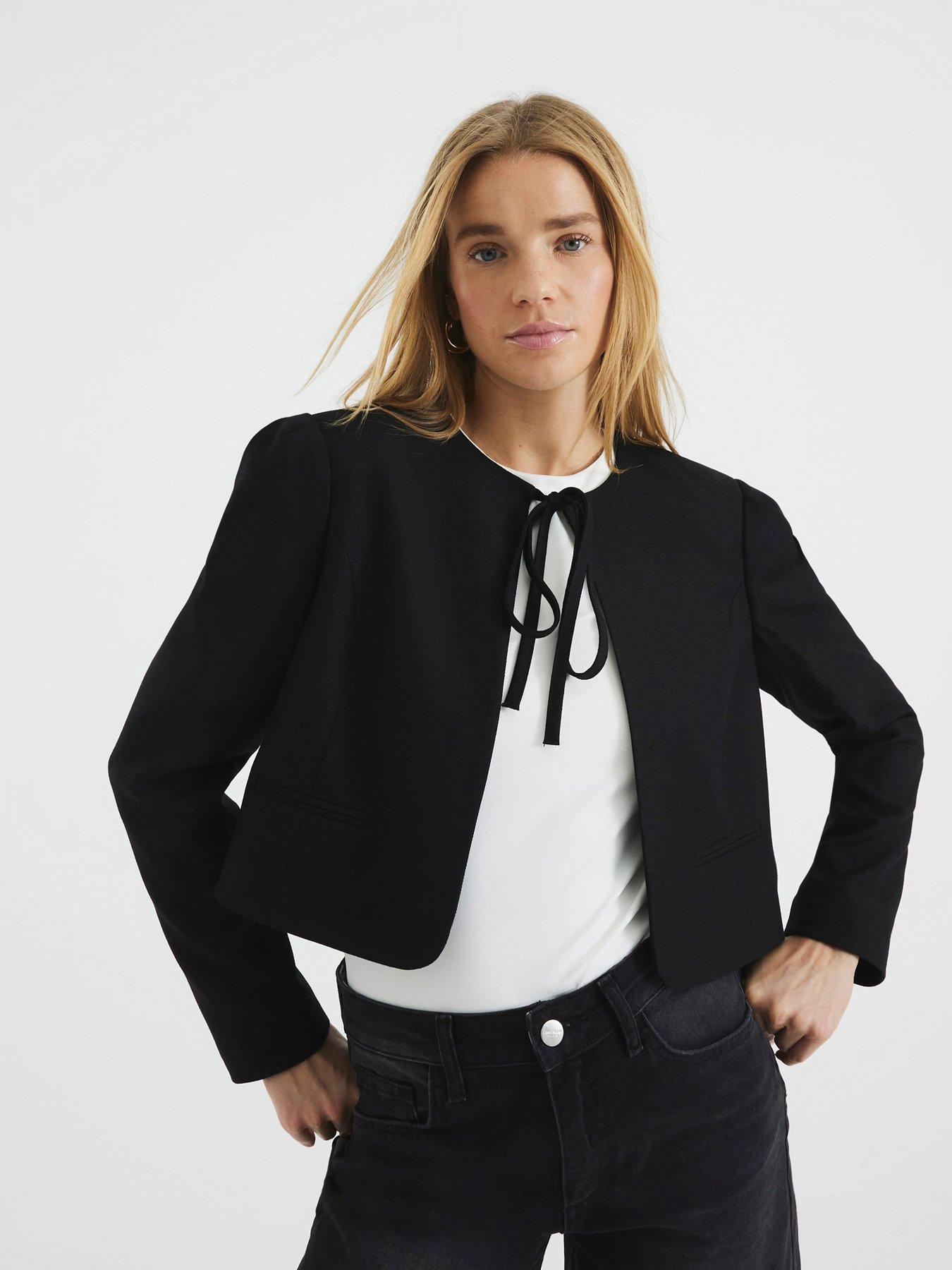 River Island Tie Front Blazer Black Very