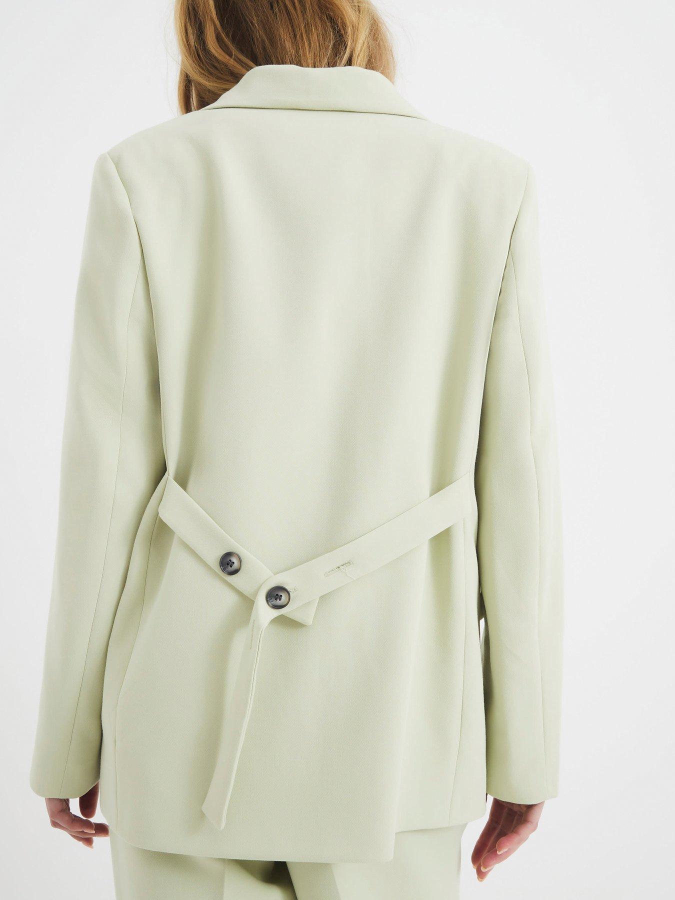 Image 2 of 5 of River Island Oversized Double Breasted Blazer - Light Green