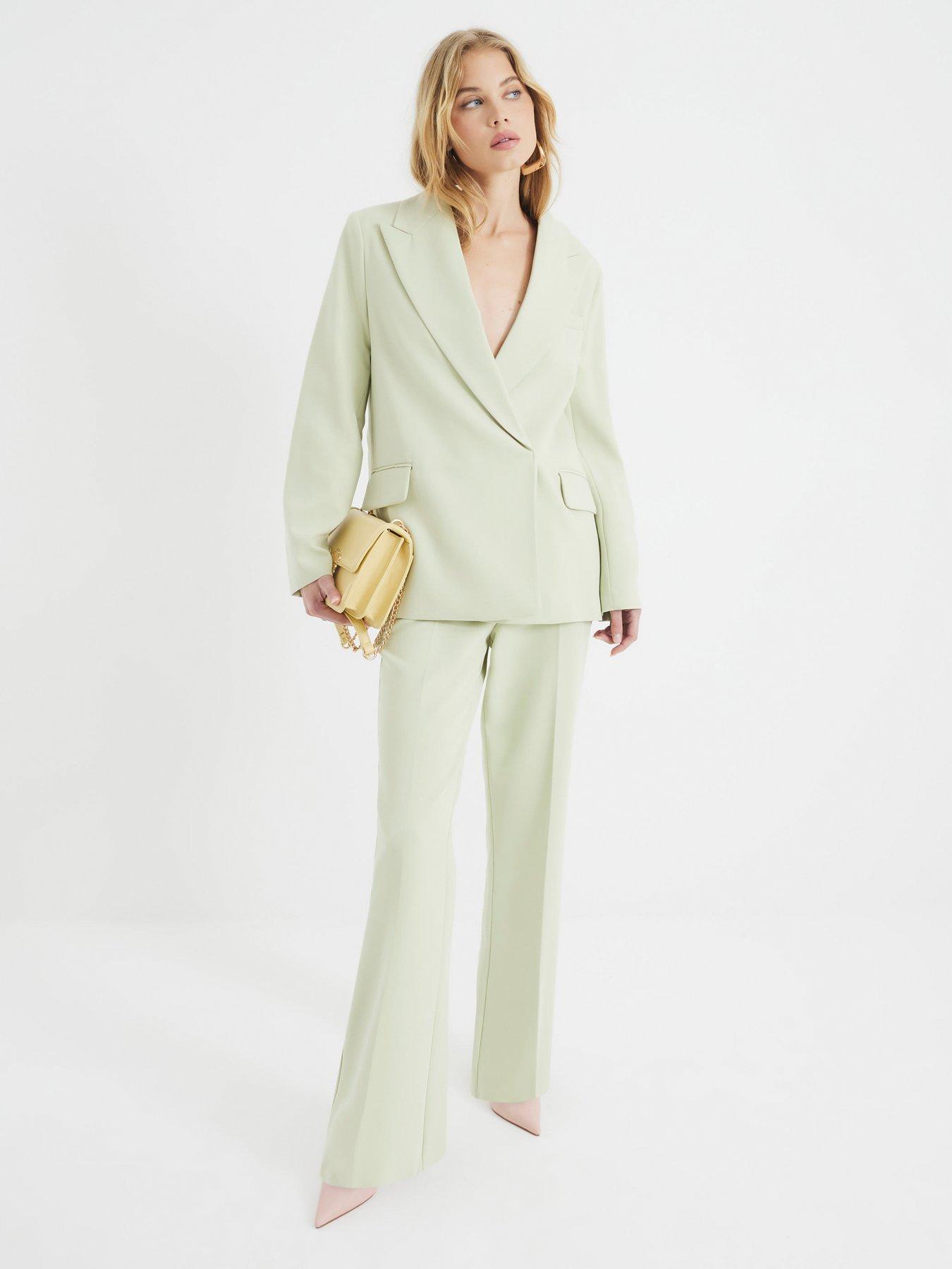 Image 3 of 5 of River Island Oversized Double Breasted Blazer - Light Green
