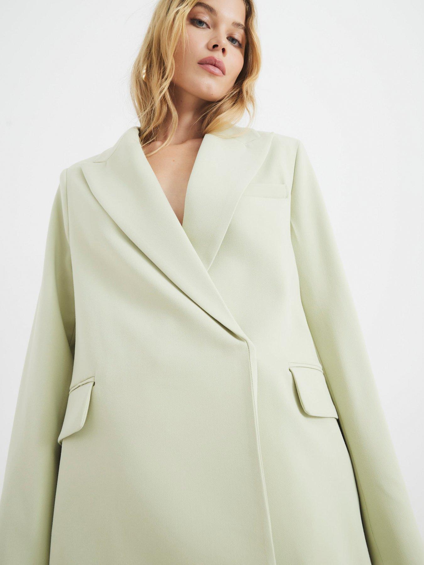 Image 4 of 5 of River Island Oversized Double Breasted Blazer - Light Green