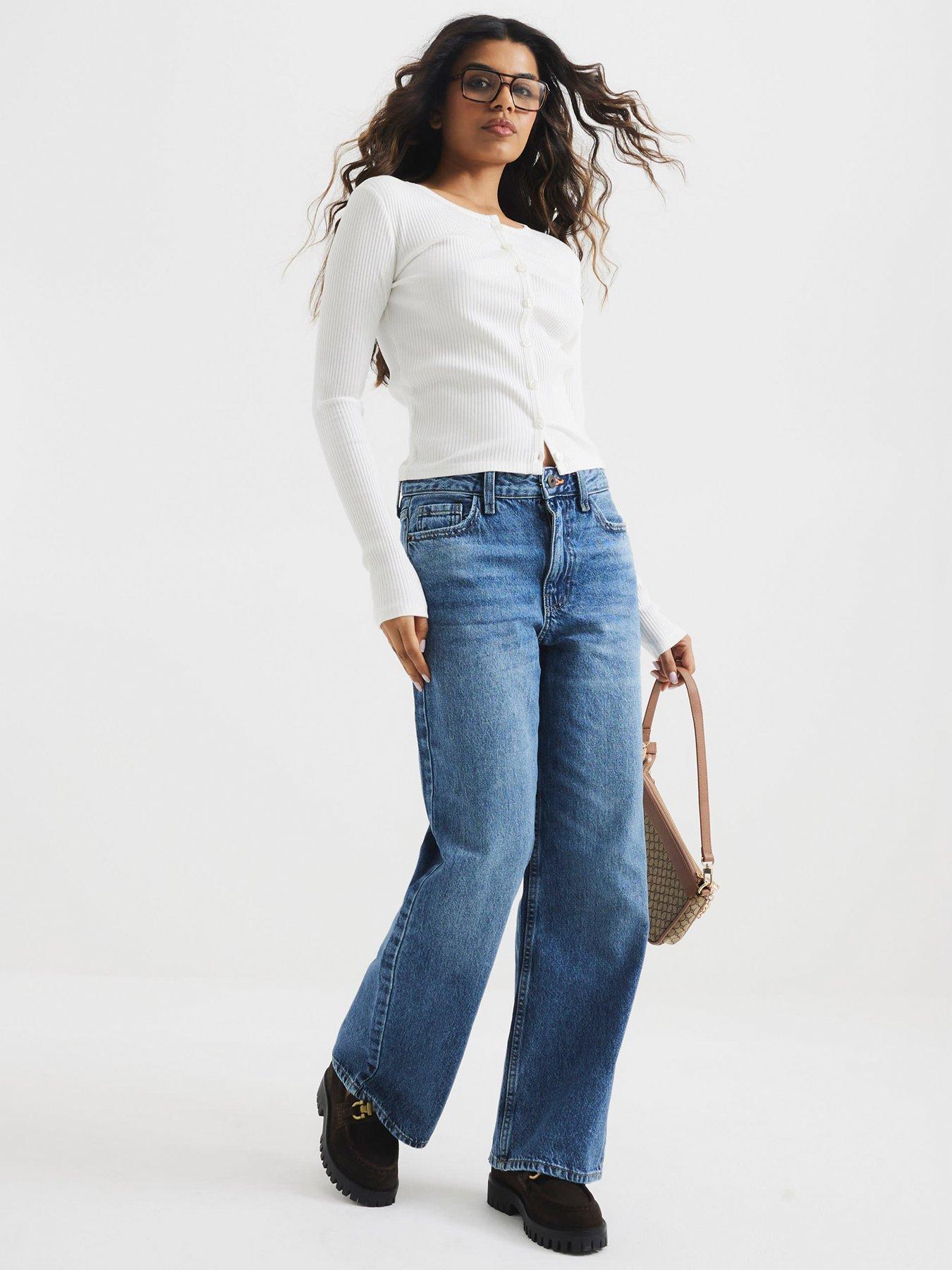 RI Petite Relaxed Straight Leg Jeans Medium Denim Very