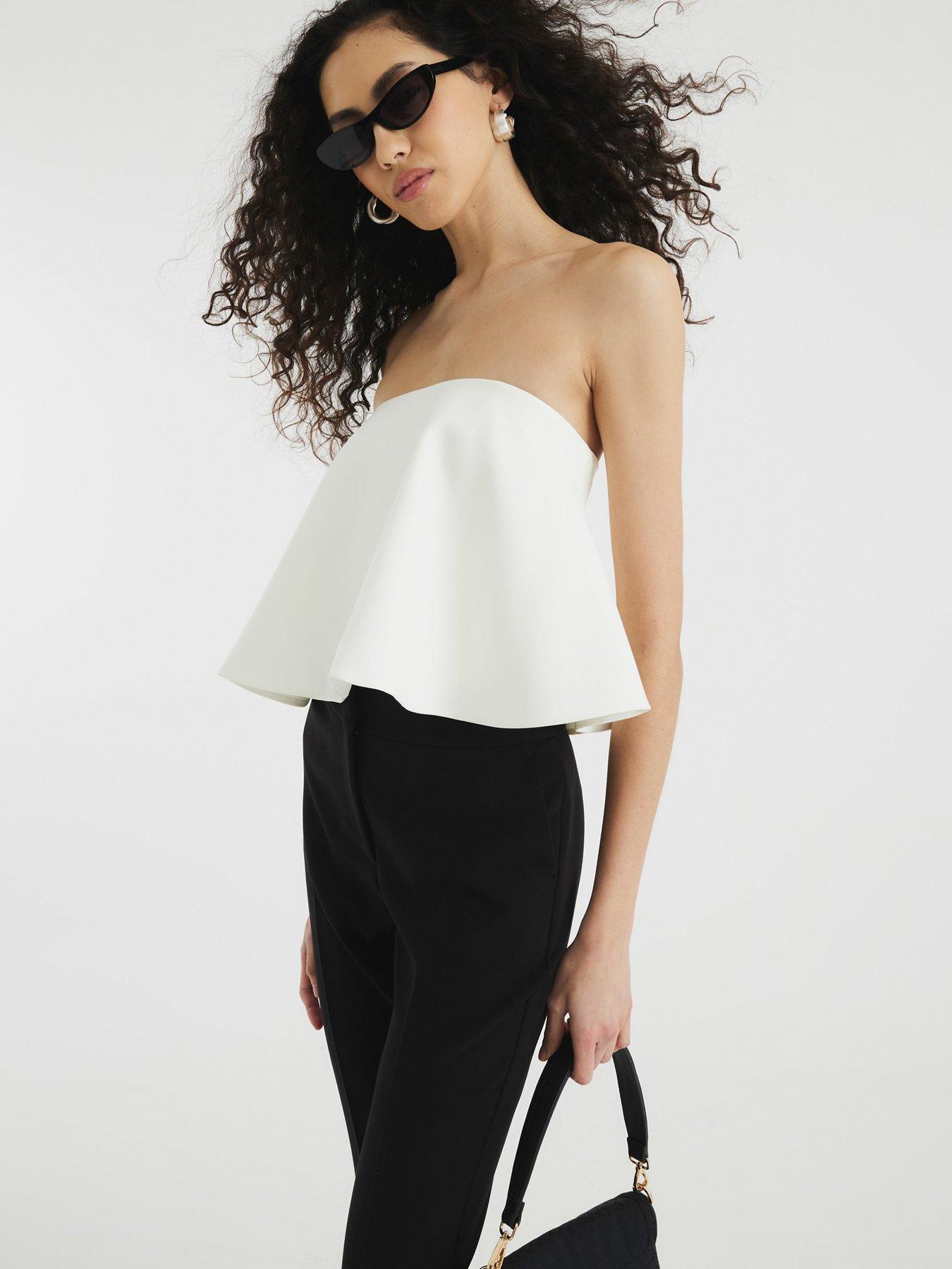 Image 4 of 4 of River Island Draped Bandeau Top - White