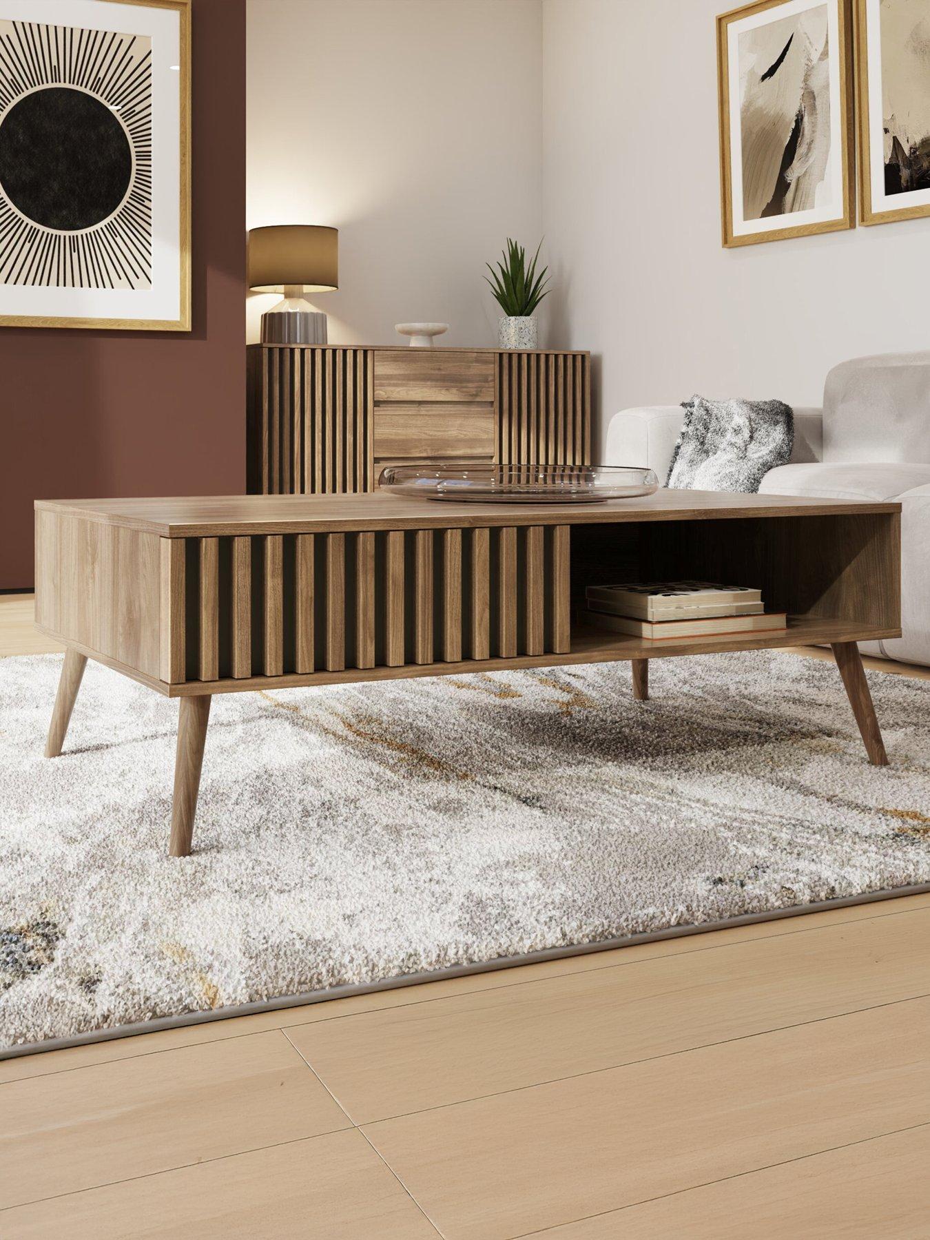 GFW Rowen 1 Drawer Coffee Table - Oak/Black - FSC® Certified