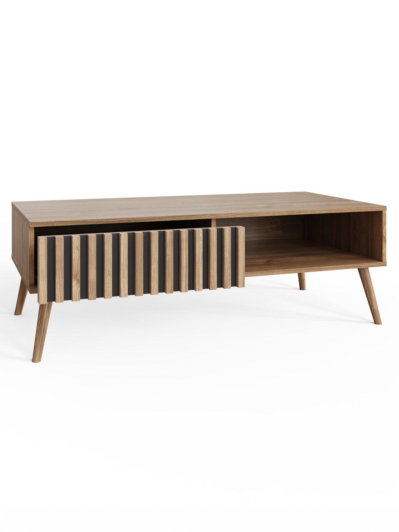 Image 4 of 7 of GFW Rowen 1 Drawer&nbsp;Coffee Table&nbsp;- Oak/Black