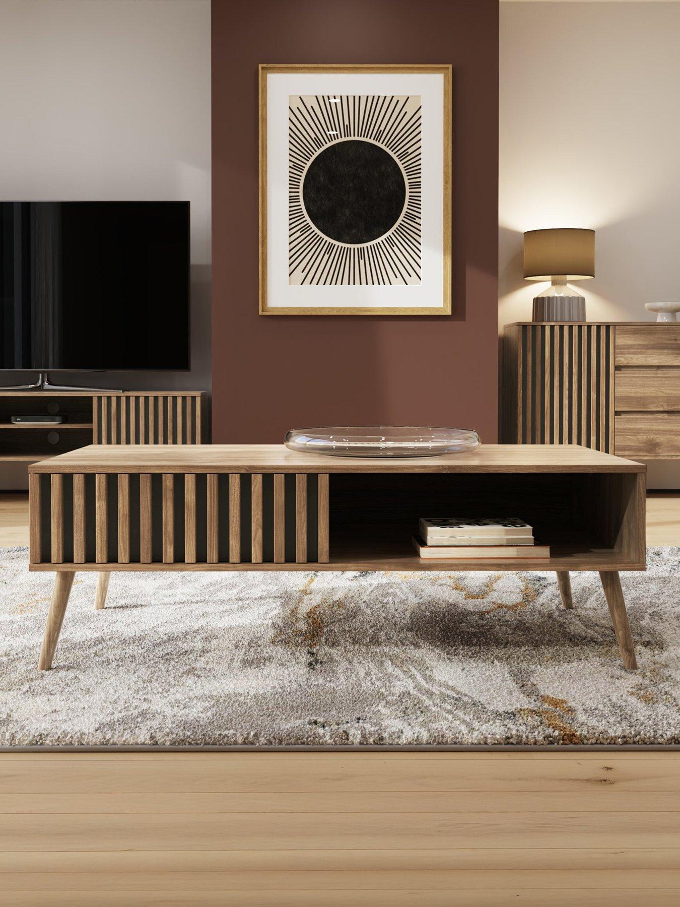 Image 6 of 7 of GFW Rowen 1 Drawer&nbsp;Coffee Table&nbsp;- Oak/Black