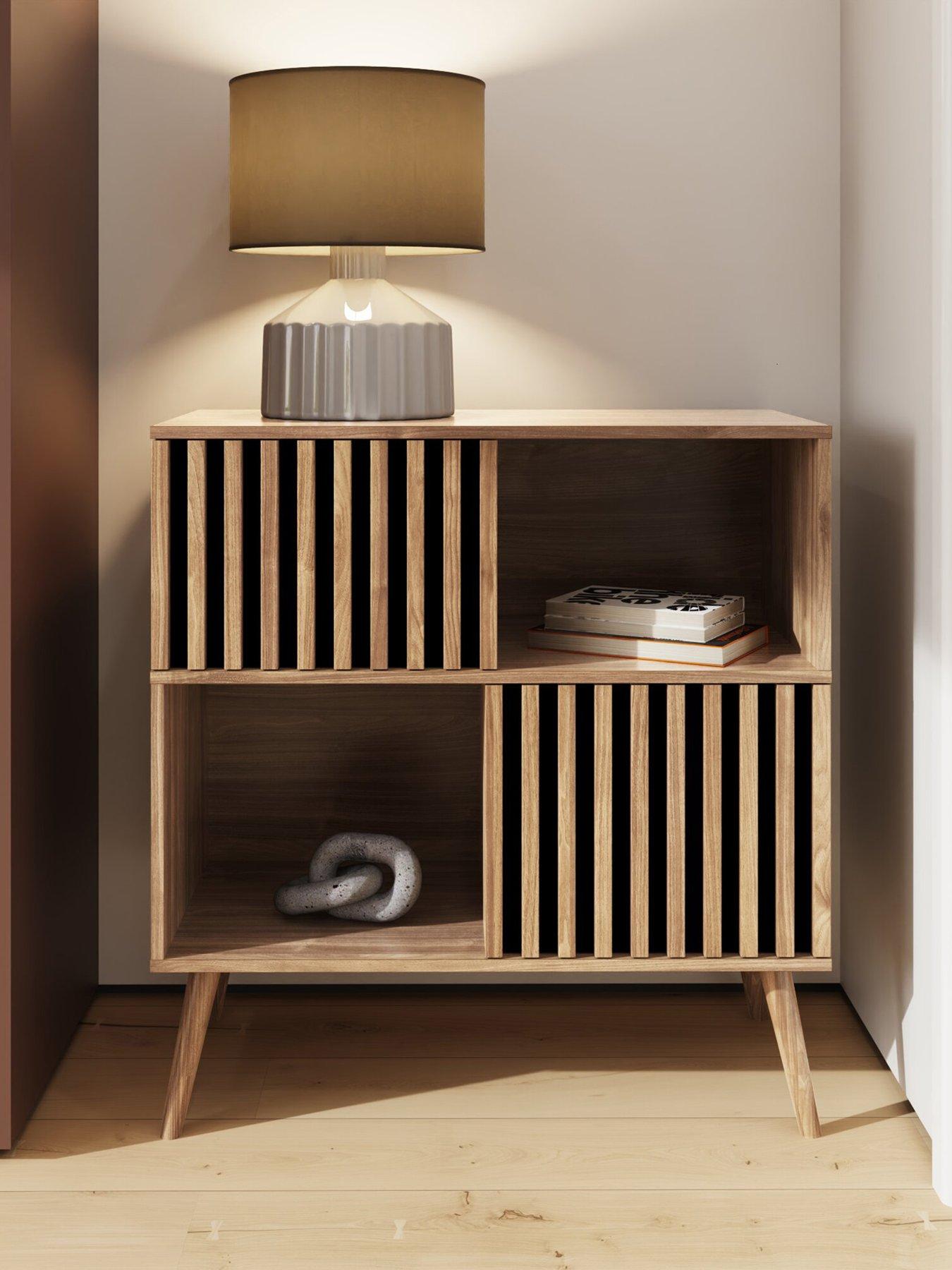 GFW Rowen 2 Door Compact Sideboard - Oak/Black - FSC® Certified