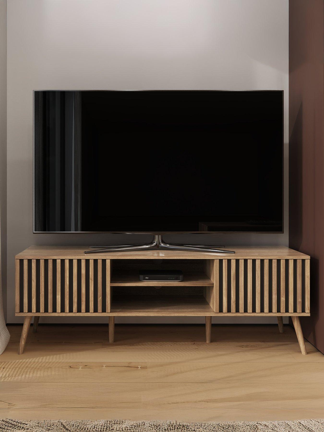 GFW Rowen TV Unit - fits up to 55 inch TV - Oak/Black - FSC® Certified