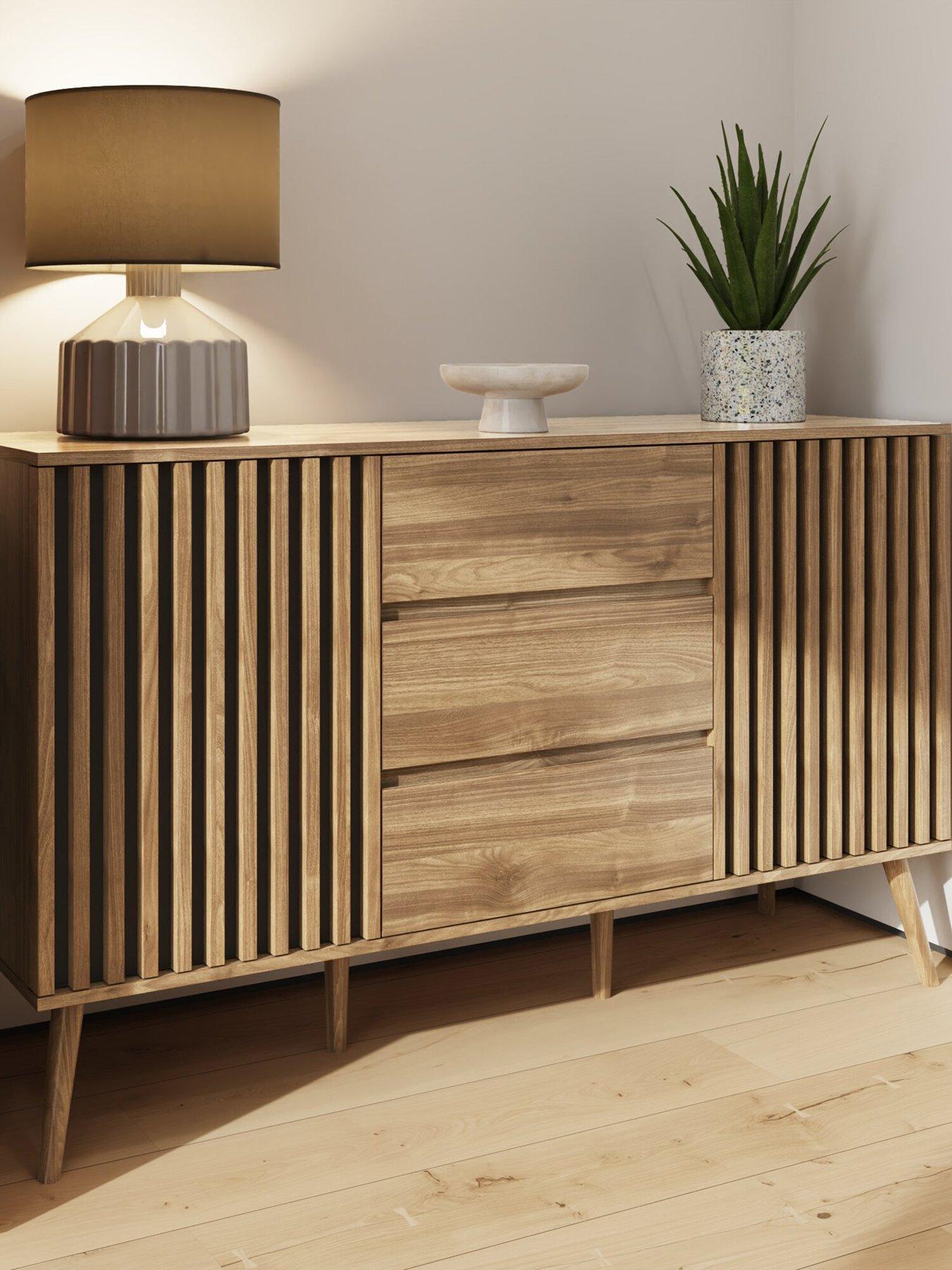 Image 7 of 7 of GFW Rowen Large 2 Door, 3 Drawer Sideboard - Oak/Black - FSC&reg; Certified