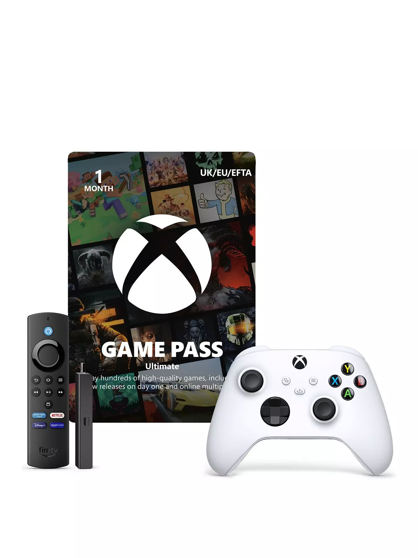 Xbox GamePass Ultimate 1-Month Pass + Xbox Wireless Controller White V2 + Fire TV Stick 4K