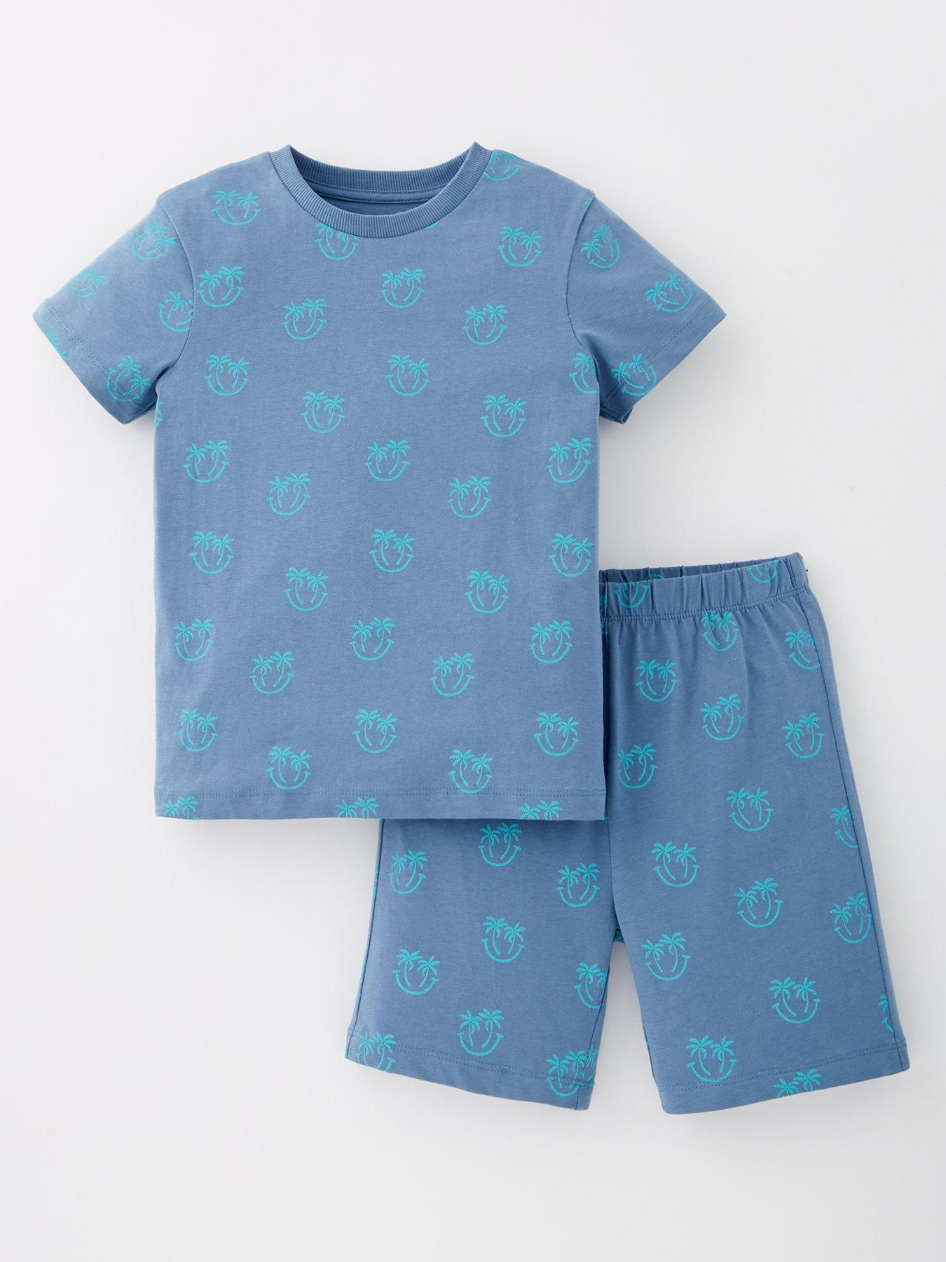 Image 1 of 4 of Everyday Boys Palm Print Cotton Shorts PJs - Blue