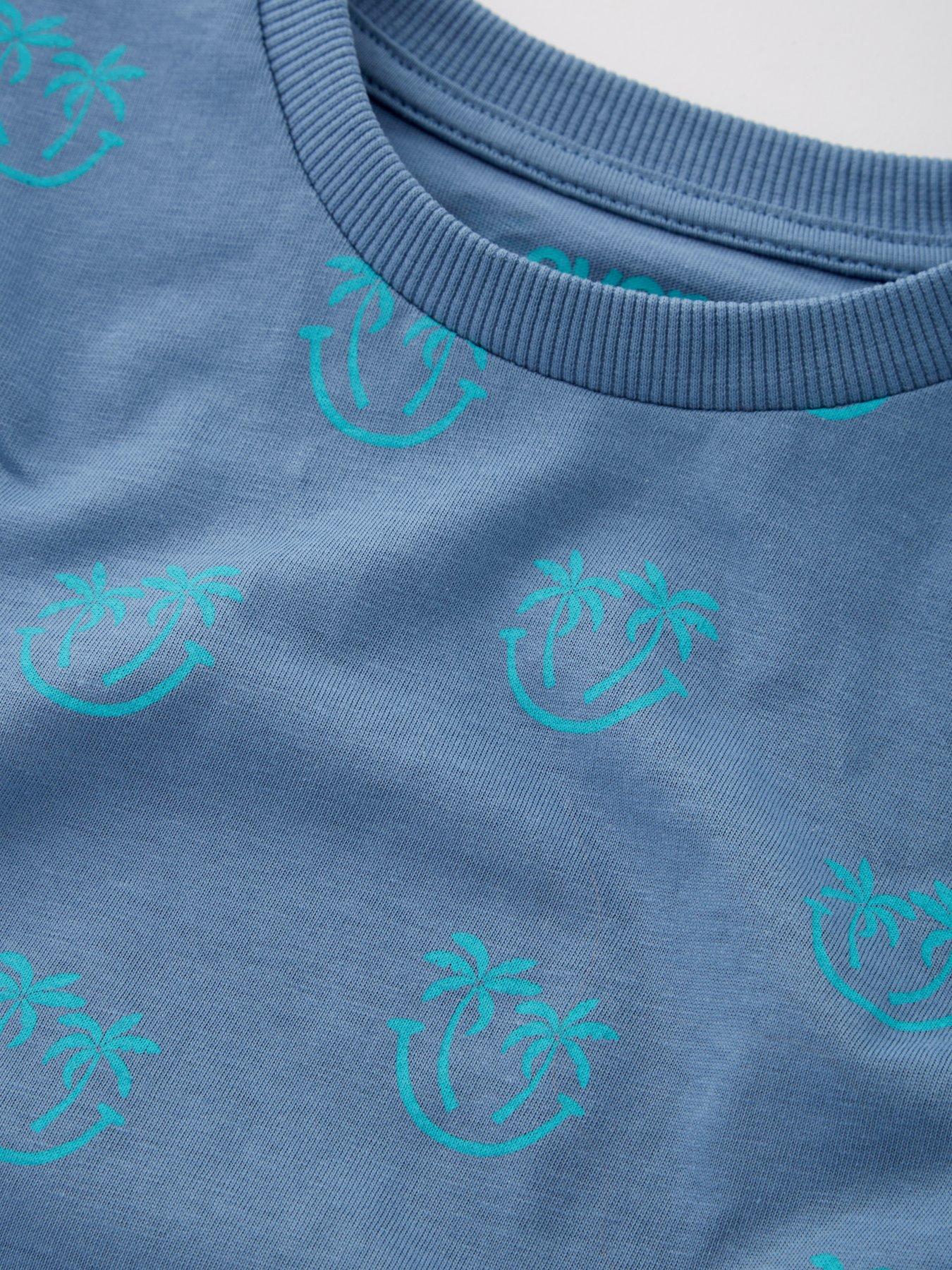 Image 3 of 4 of Everyday Boys Palm Print Cotton Shorts PJs - Blue