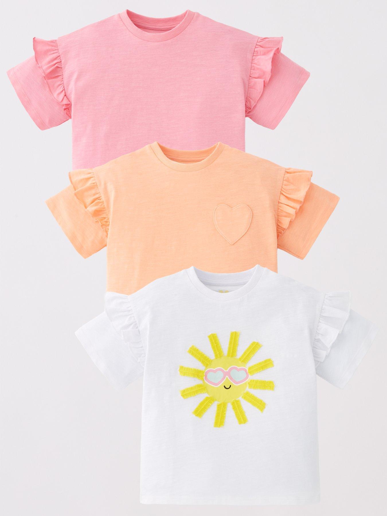 undefined Girls 3 Pack Slub Jersey T-Shirts - Multi