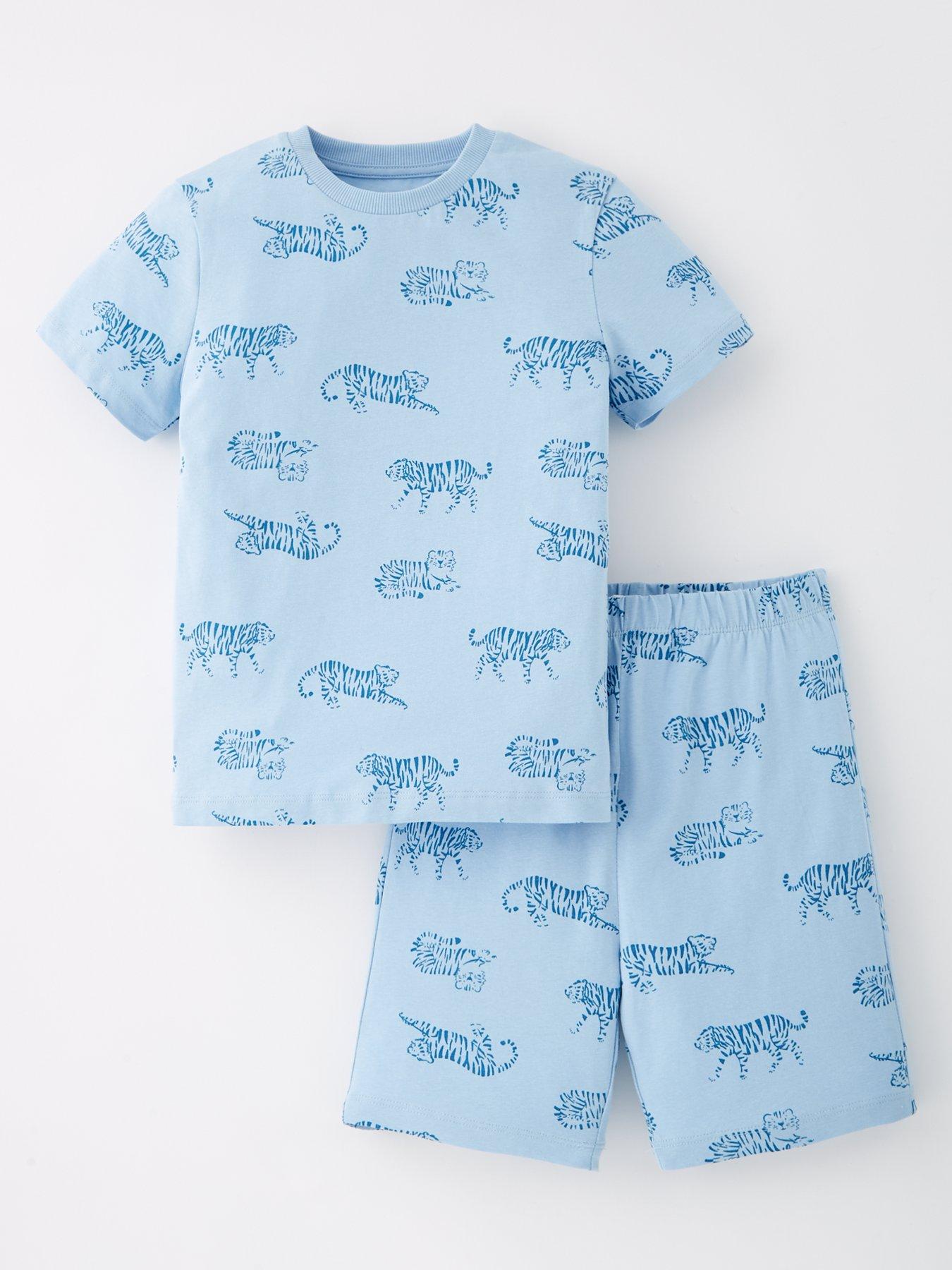undefined Boys Jungle Print Cotton Short PJ Set - Light Blue