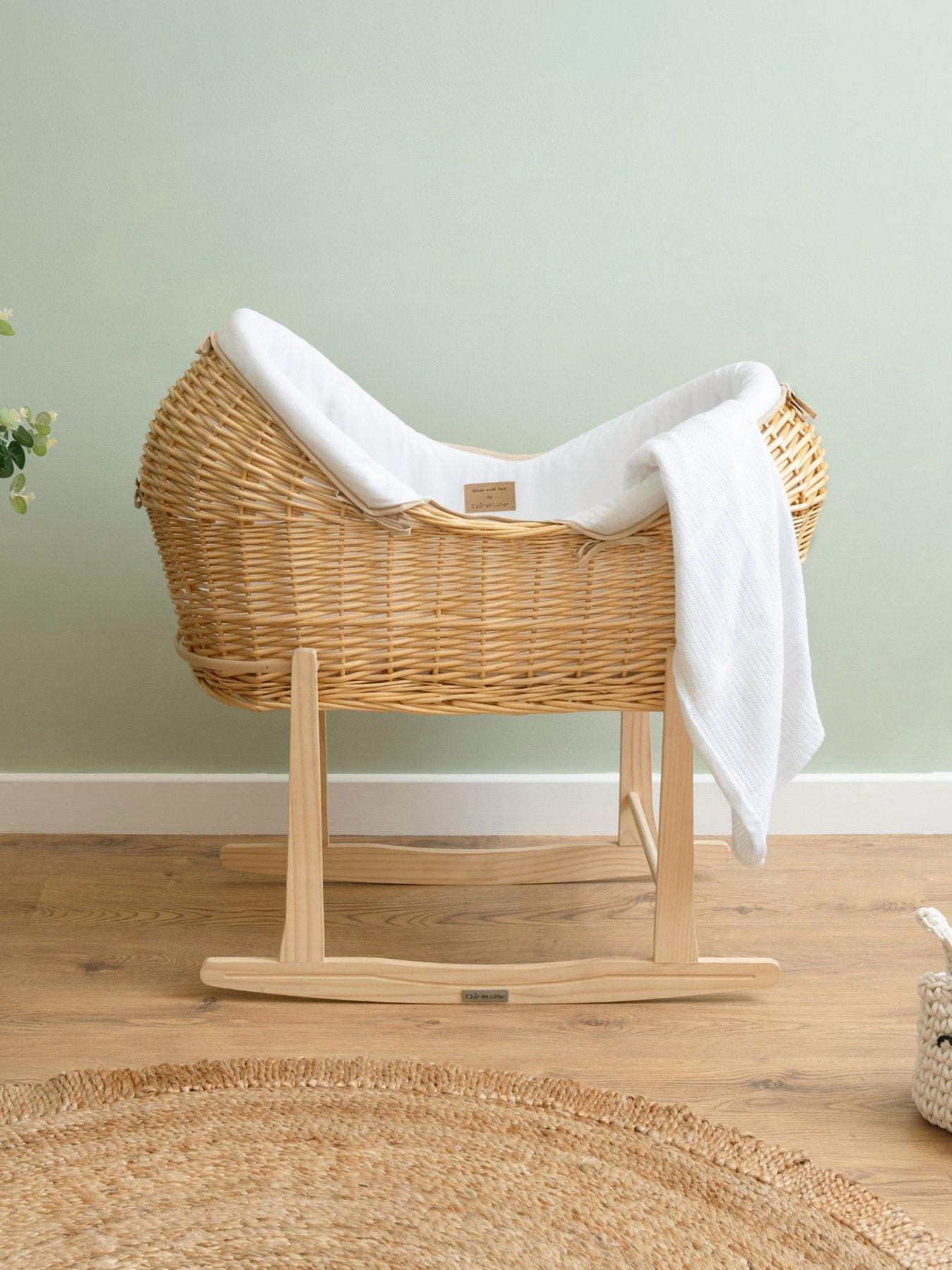 Product photograph of Clair De Lune Organic Natural Pod White With Rocking Stand from very.co.uk