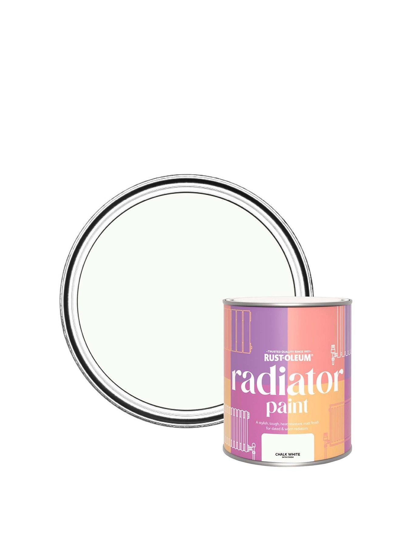 Product photograph of Rust-oleum Radiator Paint Chalk White Satin 750ml from very.co.uk