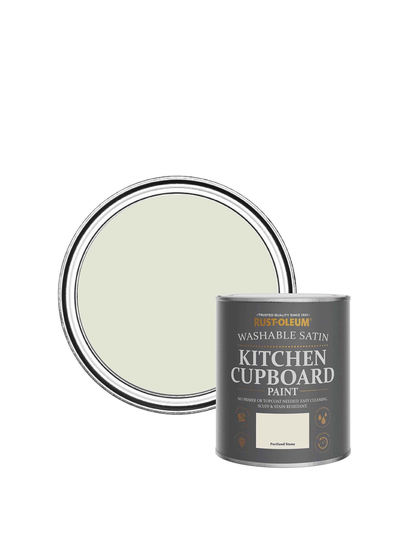 Product photograph of Rust-oleum Washable Satin Finish Kitchen Cupboard Paint In Portland Stone from very.co.uk