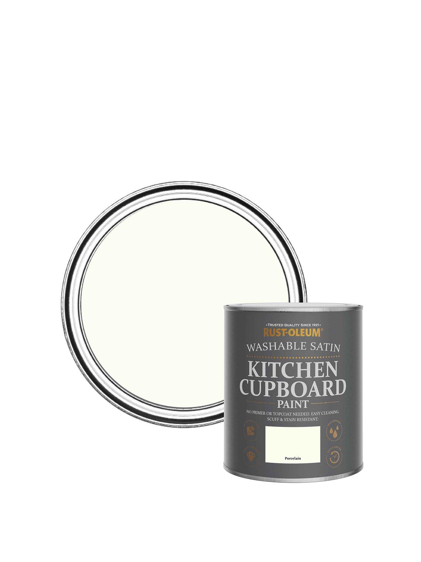 undefined Washable Satin Finish Kitchen Cupboard Paint in Porcelain